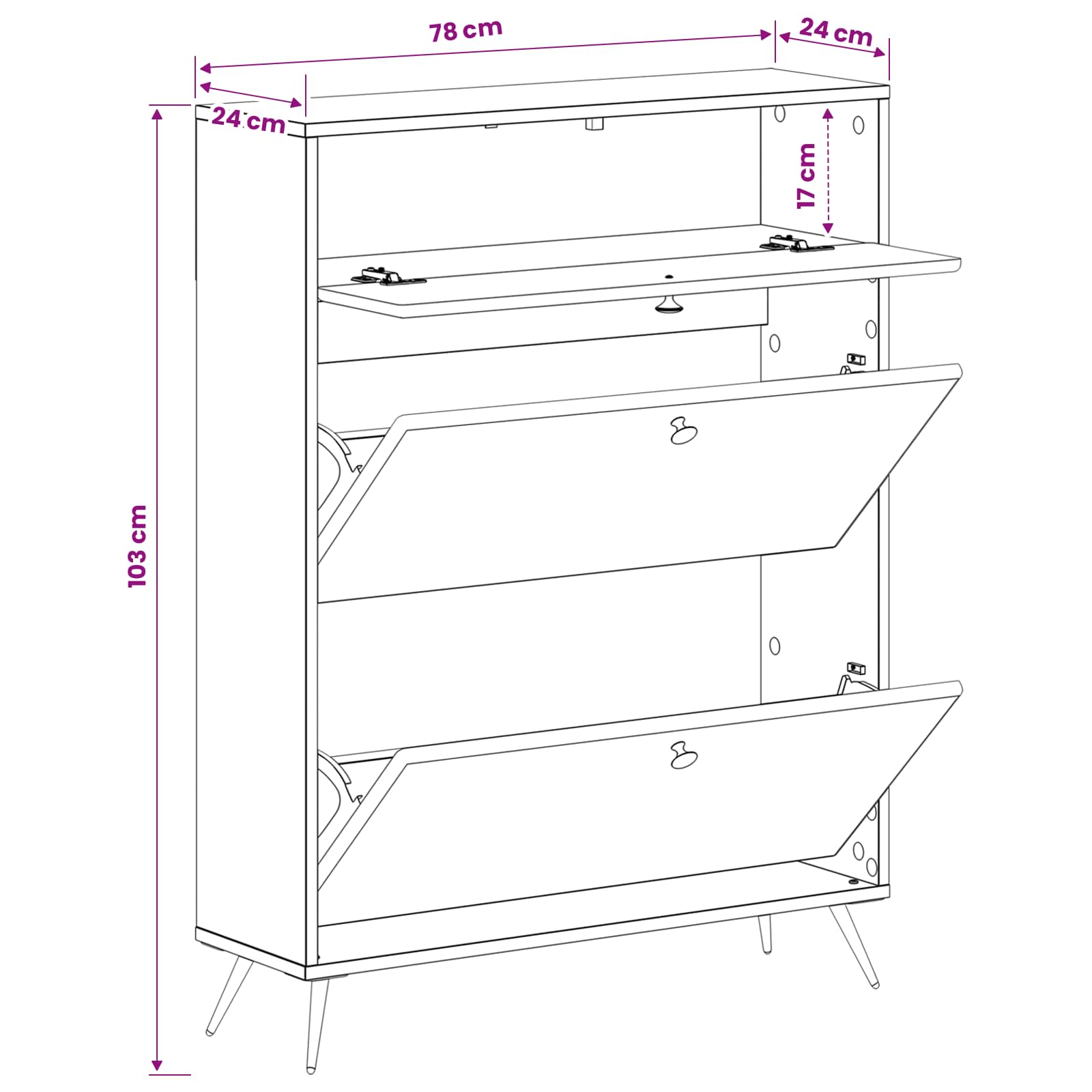 Batu skrynia BREDA 78 x 24 x 103 cm Apdirbta mediena