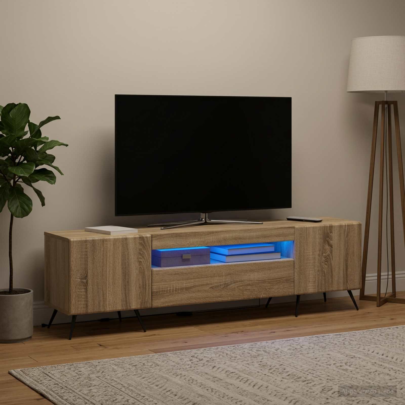 LED televizoriaus spintelė Sonoma ąžuolas Apdirbta mediena