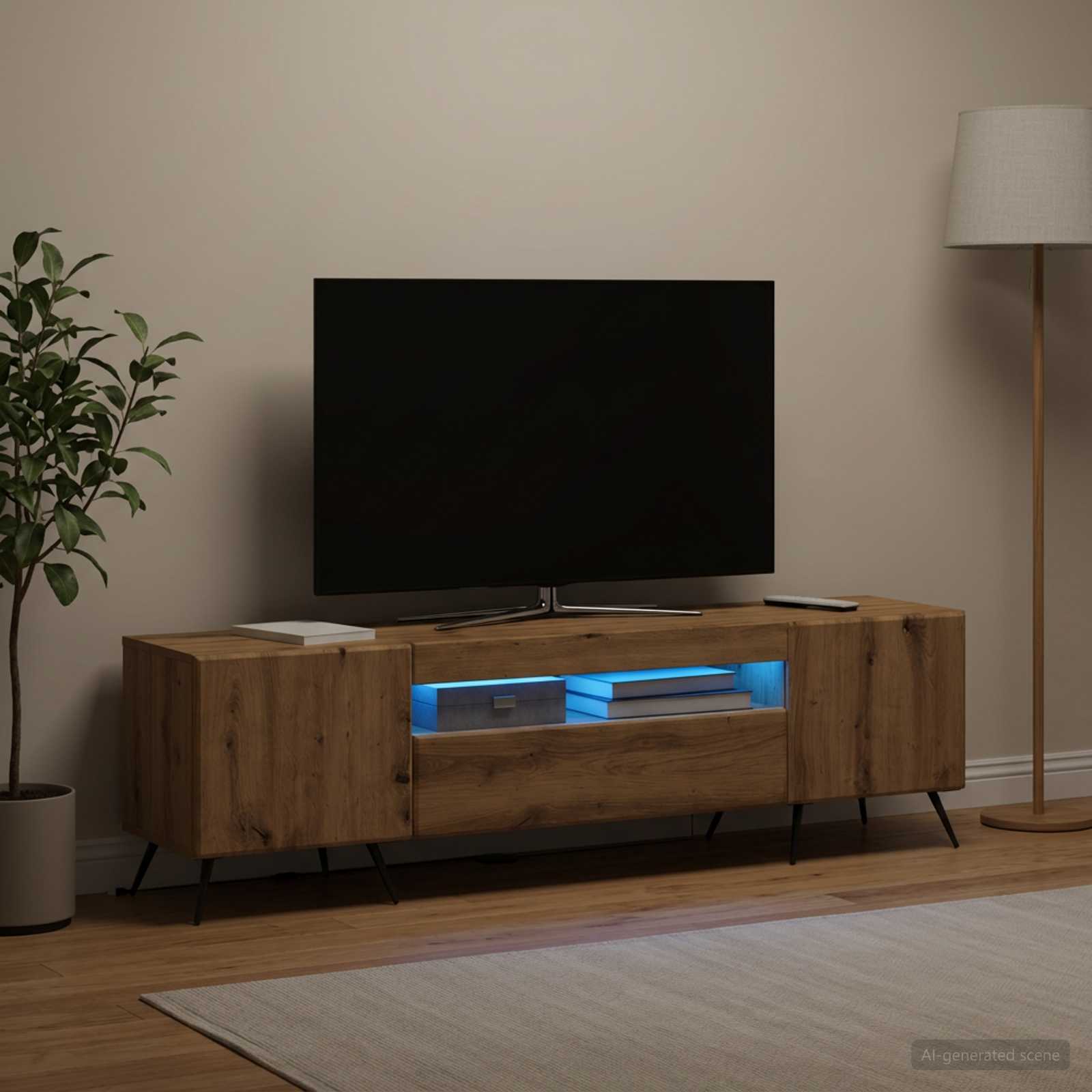 LED televizoriaus spintelė Artisano ąžuolo Apdirbta mediena