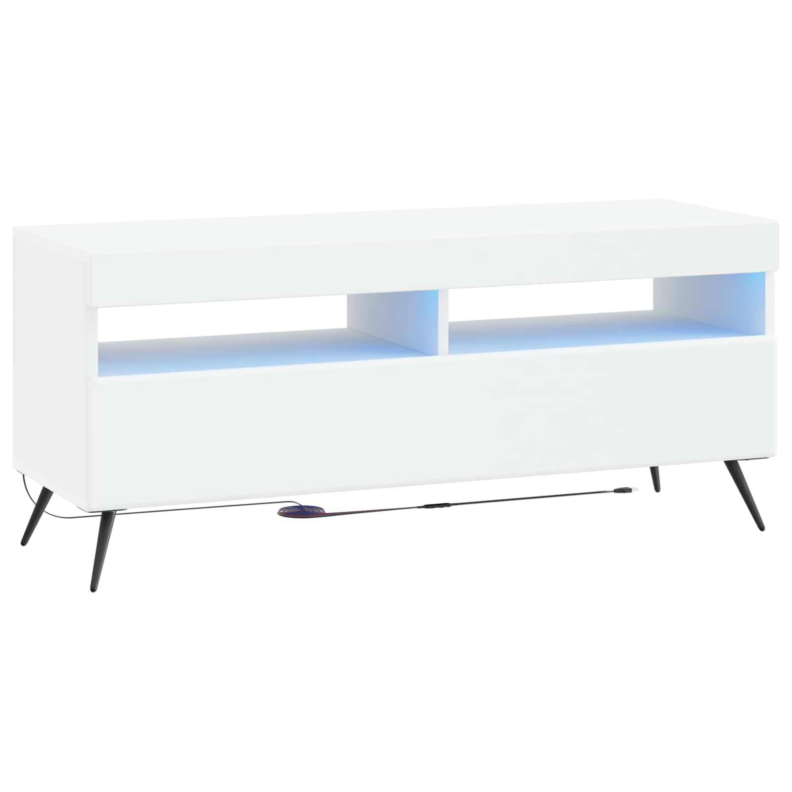LED televizoriaus spintelė Balta Apdirbta mediena