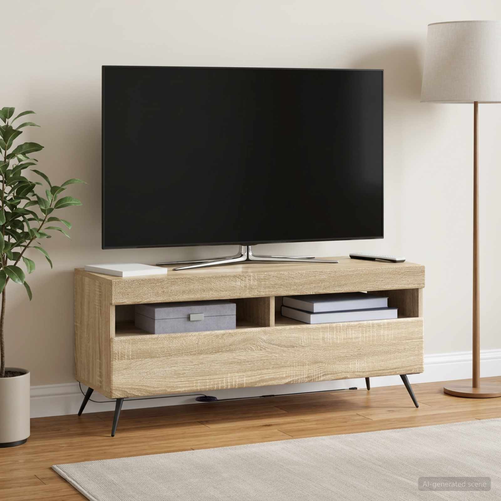 LED televizoriaus spintelė Sonoma ąžuolas Apdirbta mediena