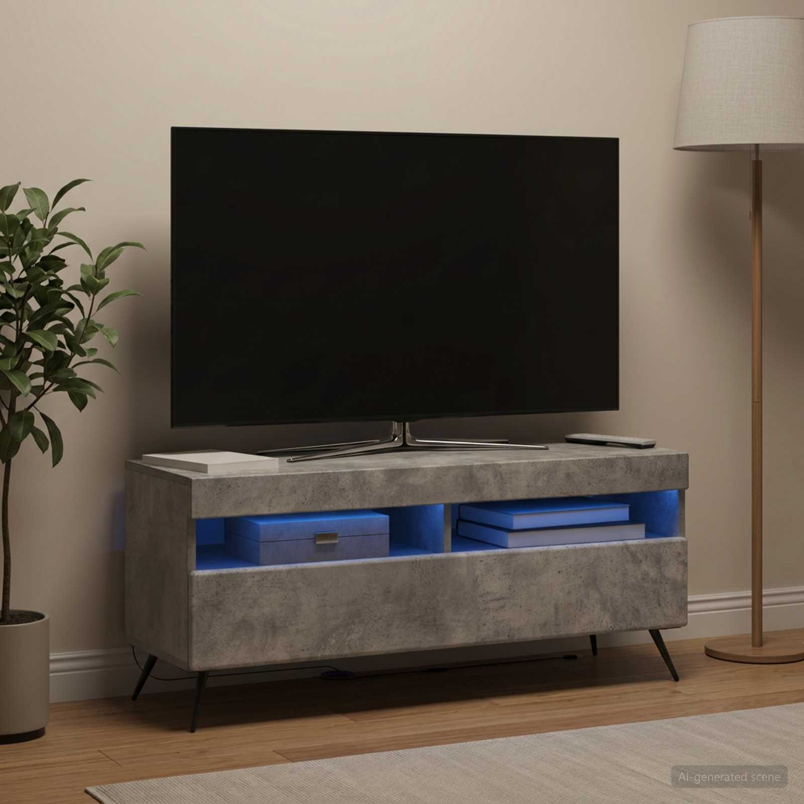LED televizoriaus spintelė Betono pilka Apdirbta mediena