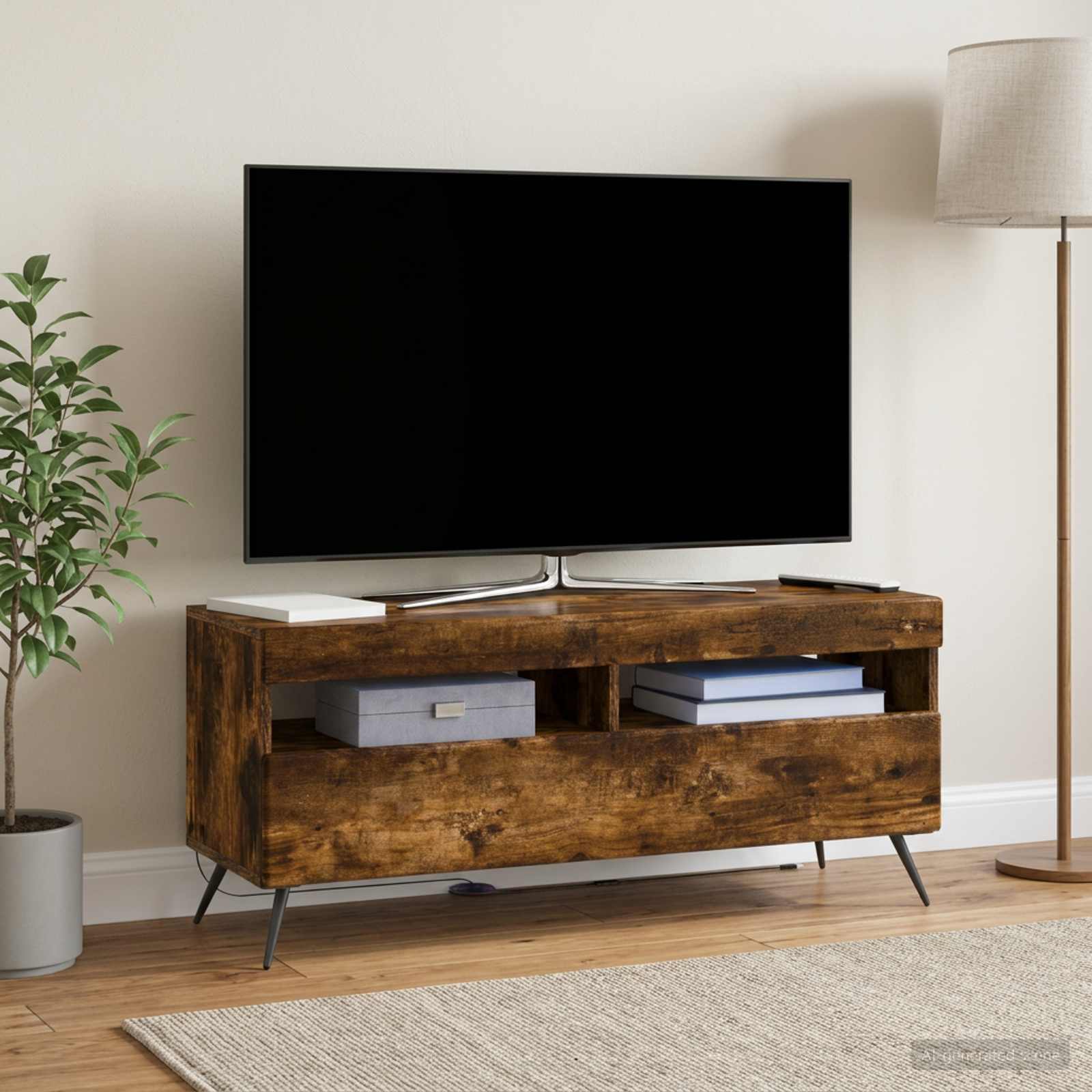 LED televizoriaus spintelė Dūminio ąžuolo Apdirbta mediena