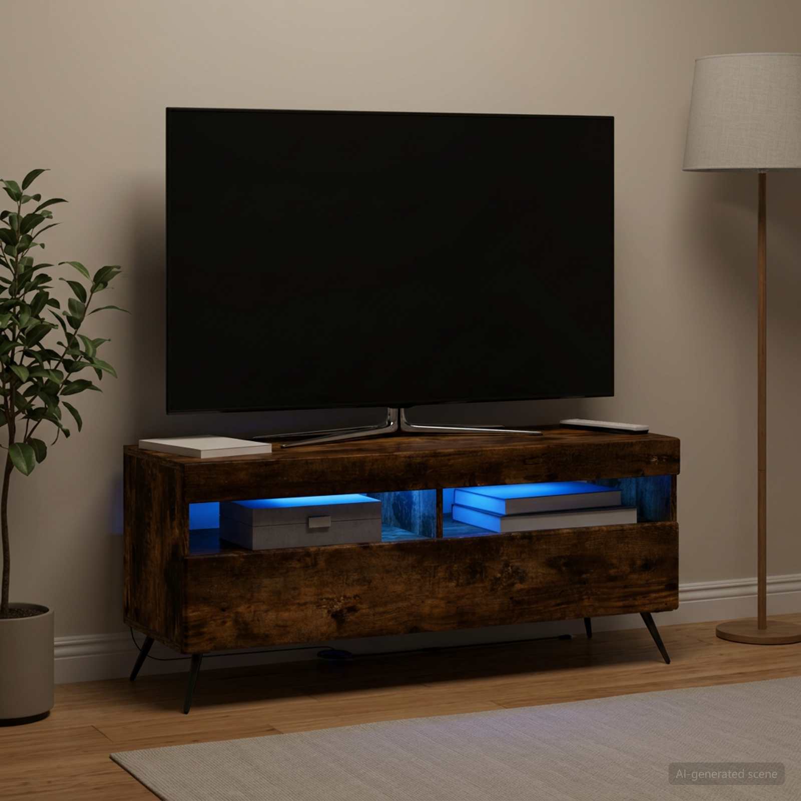 LED televizoriaus spintelė Dūminio ąžuolo Apdirbta mediena