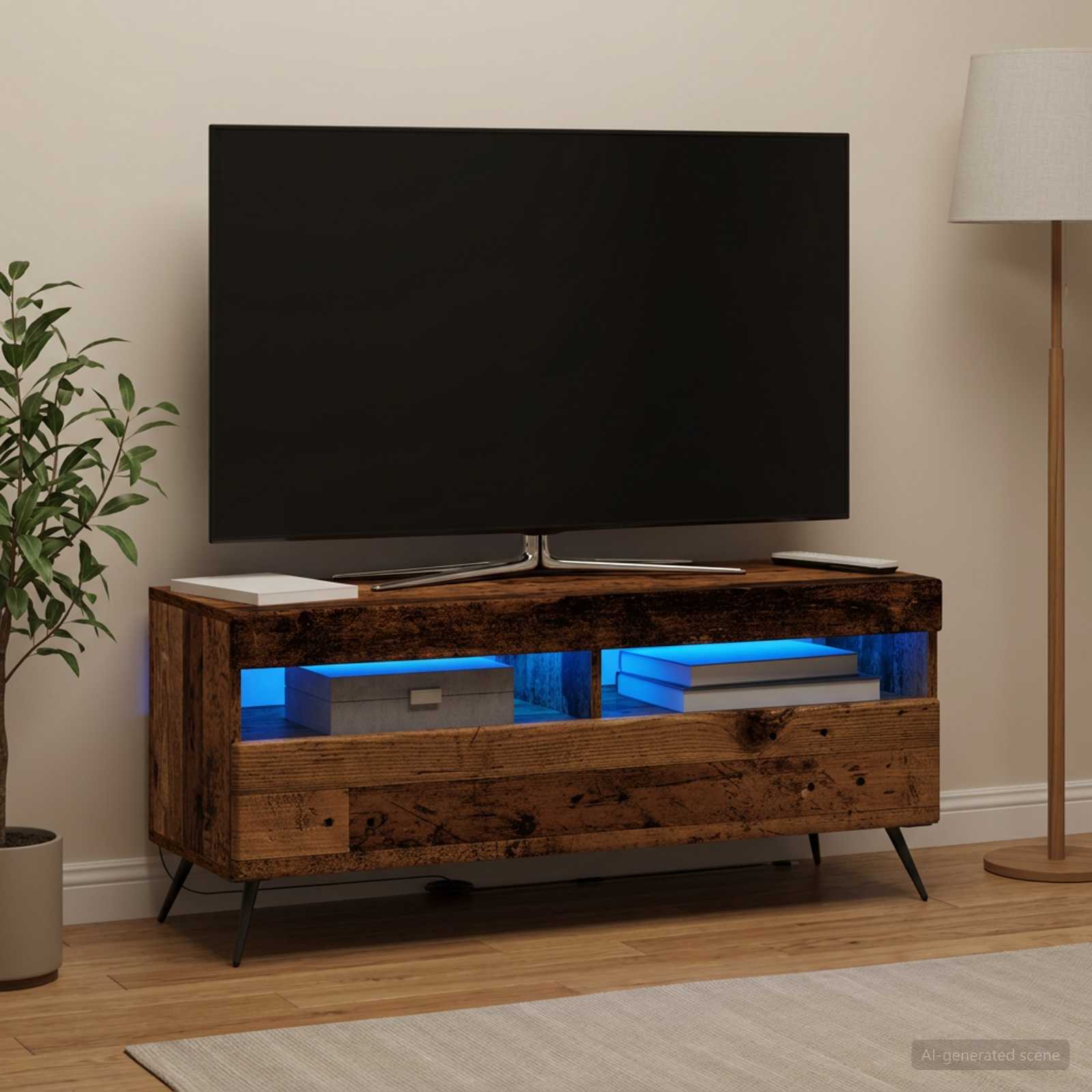 LED televizoriaus spintelė Sendintos medienos Apdirbta mediena