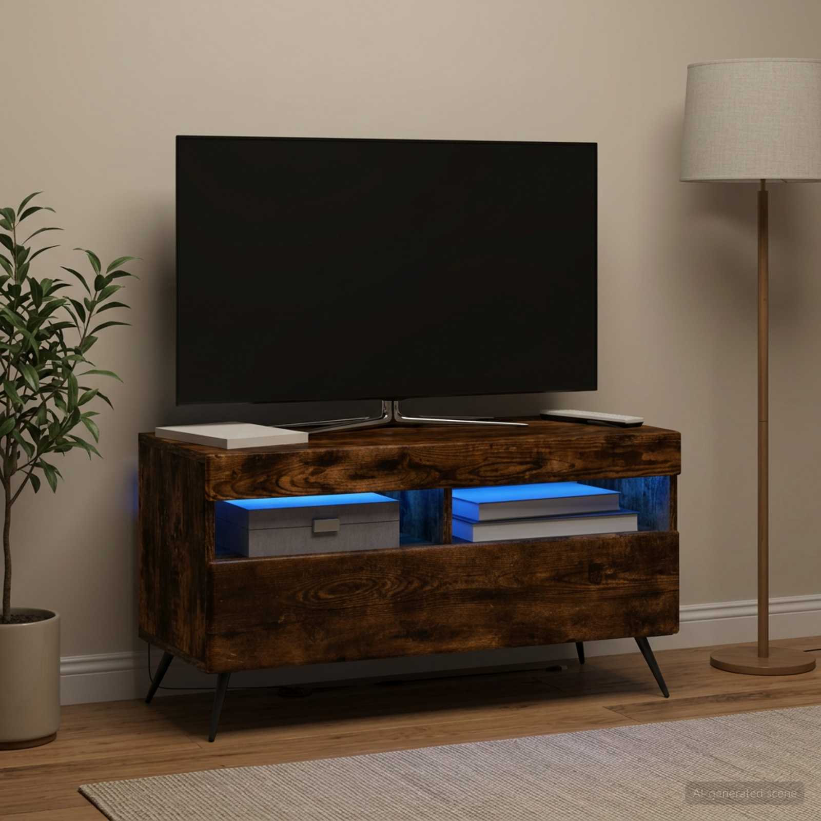 LED televizoriaus spintelė Dūminio ąžuolo Apdirbta mediena