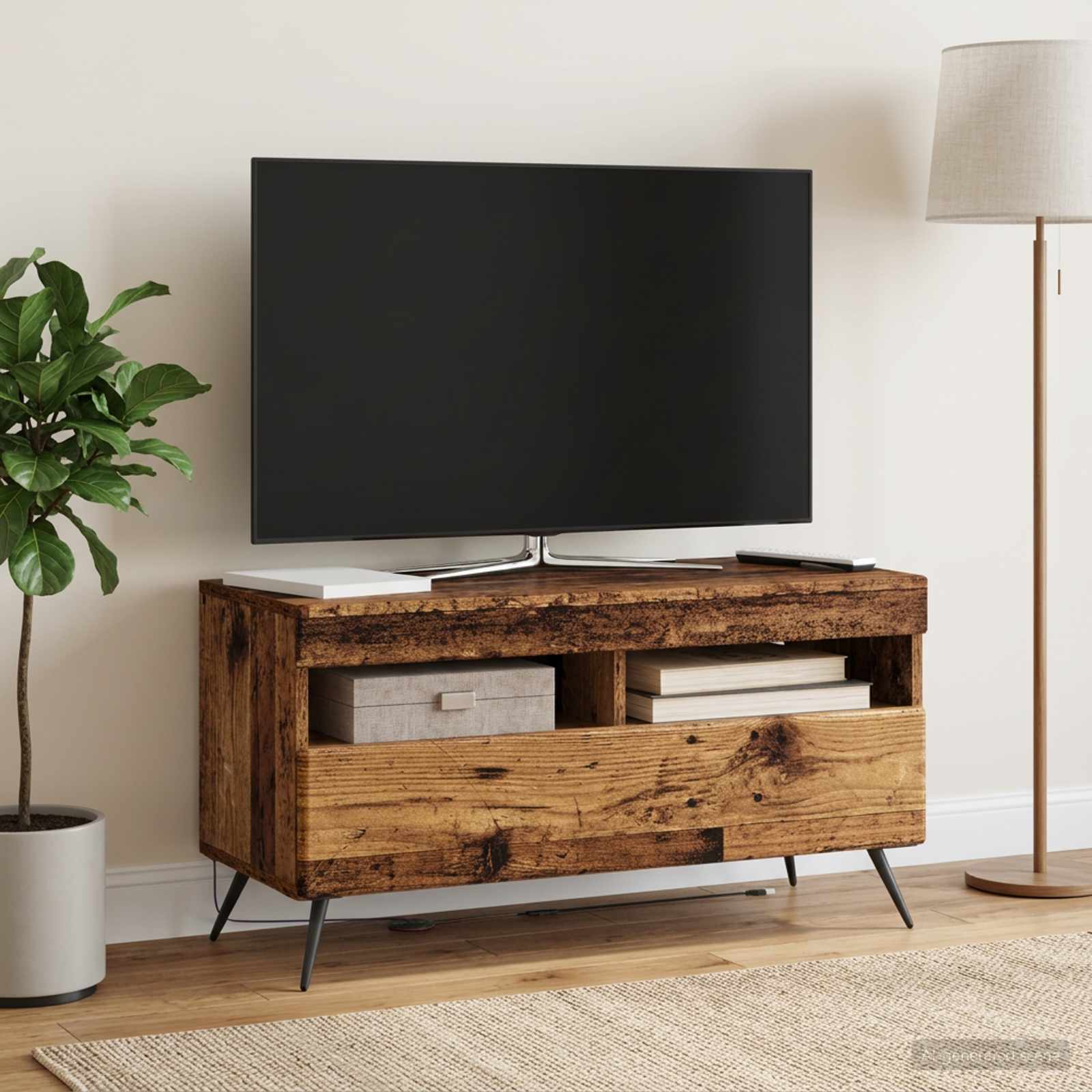 LED televizoriaus spintelė Sendintos medienos Apdirbta mediena