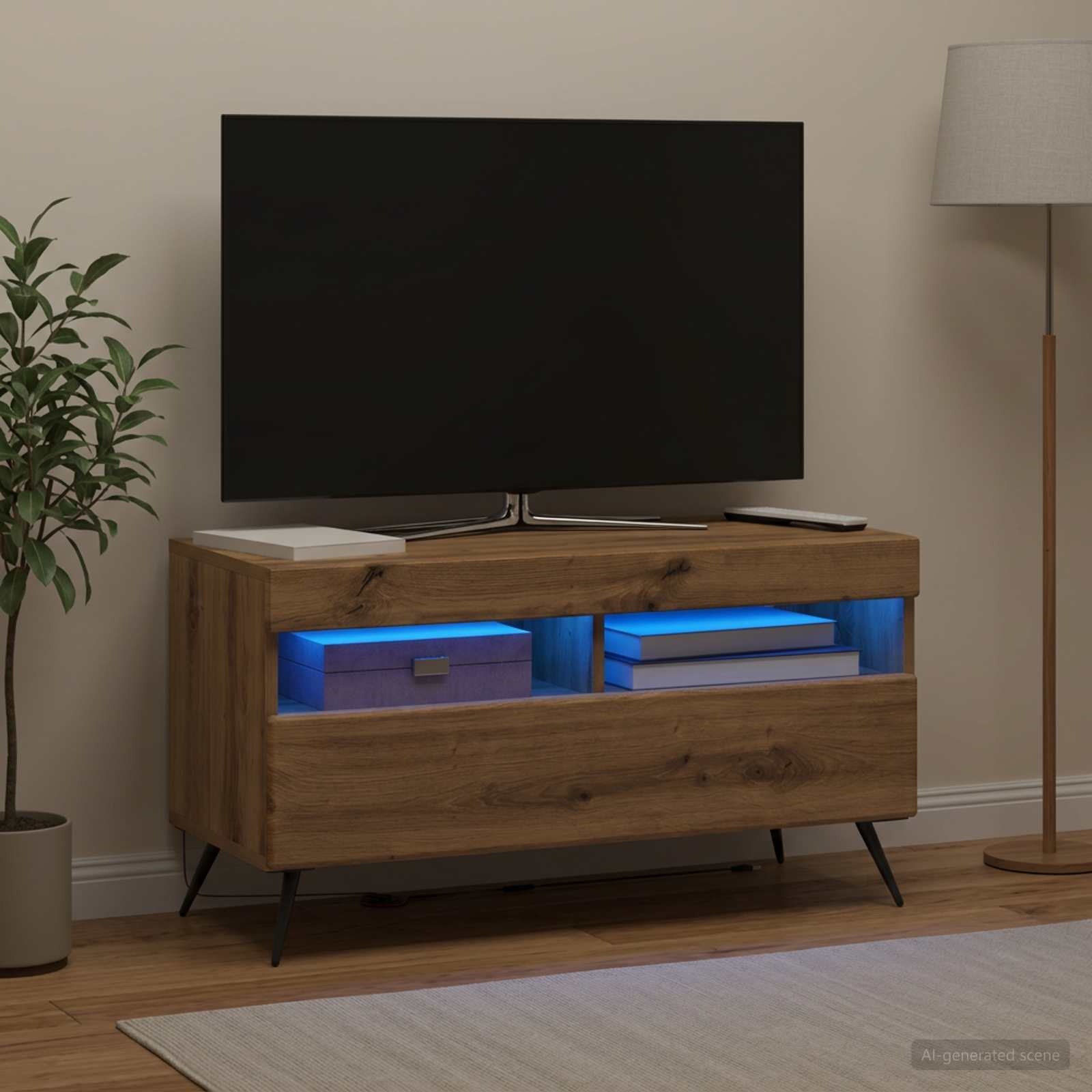 LED televizoriaus spintelė Artisano ąžuolo Apdirbta mediena