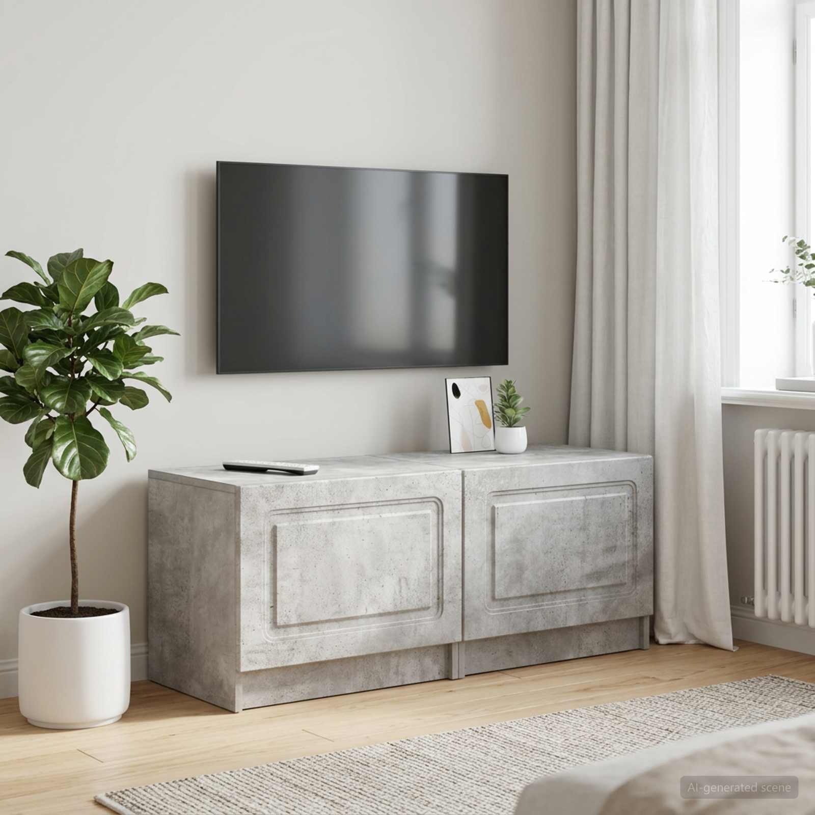Televizoriaus spintelė Betono pilka Apdirbta mediena