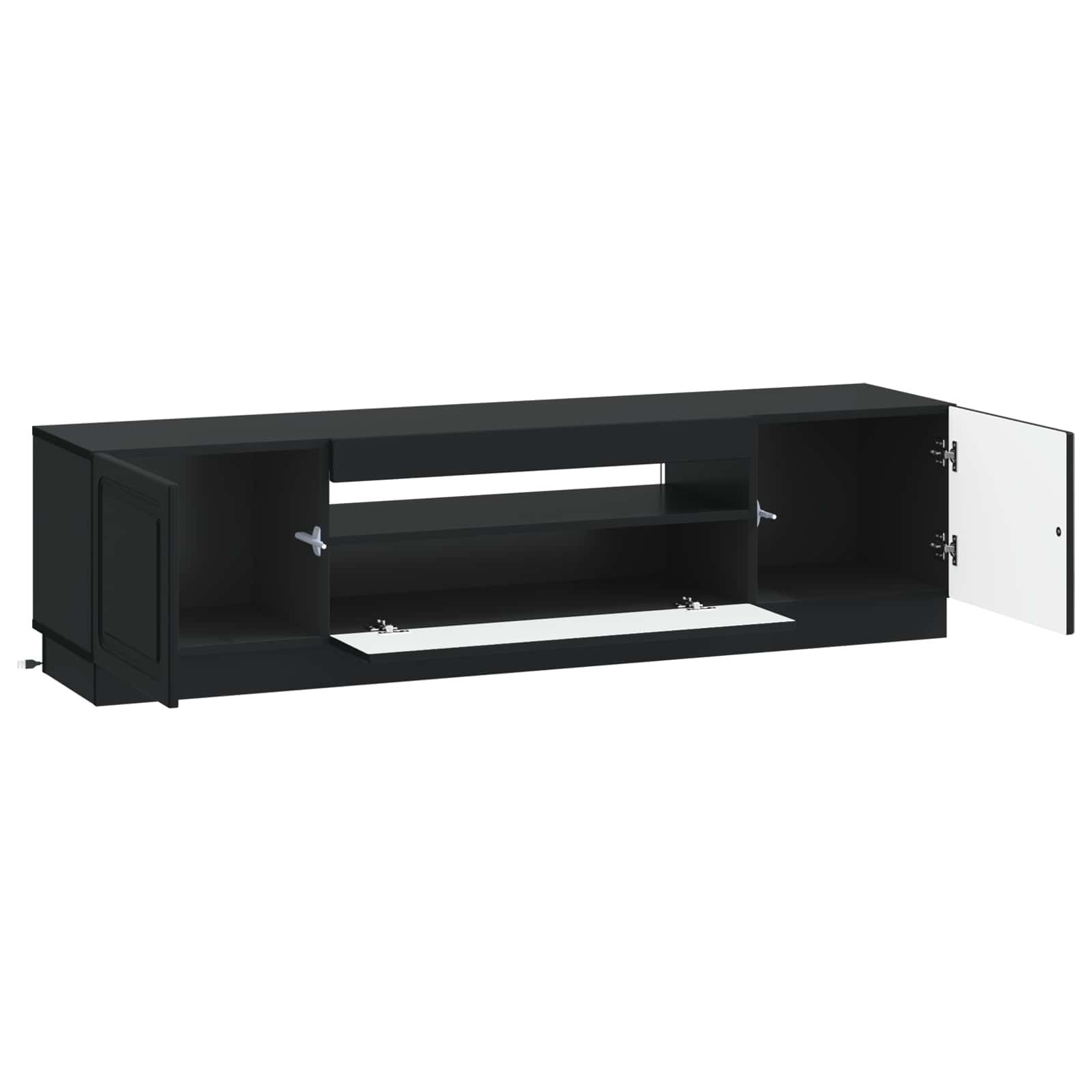 LED televizoriaus spintelė Juoda Apdirbta mediena