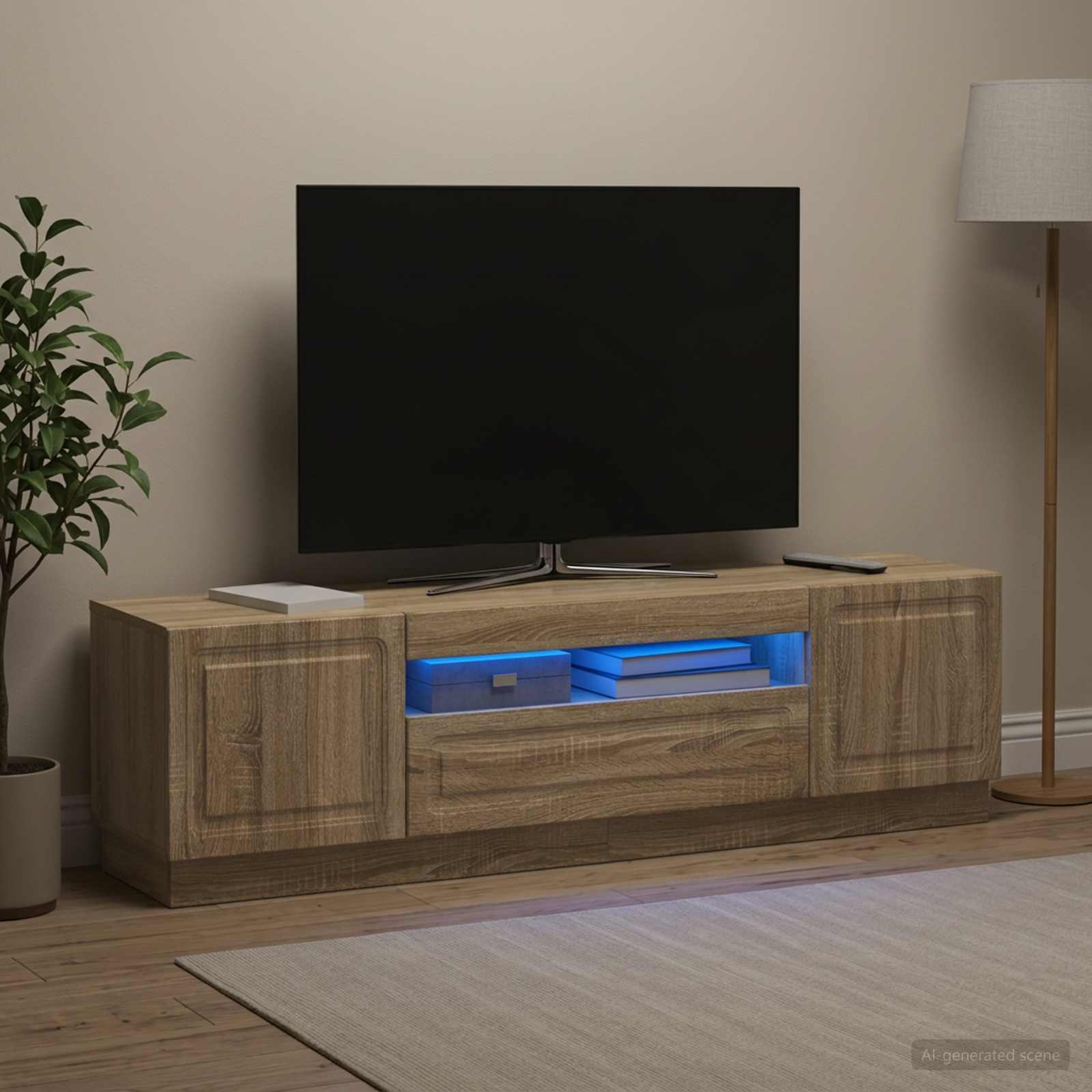 LED televizoriaus spintelė Sonoma ąžuolas Apdirbta mediena