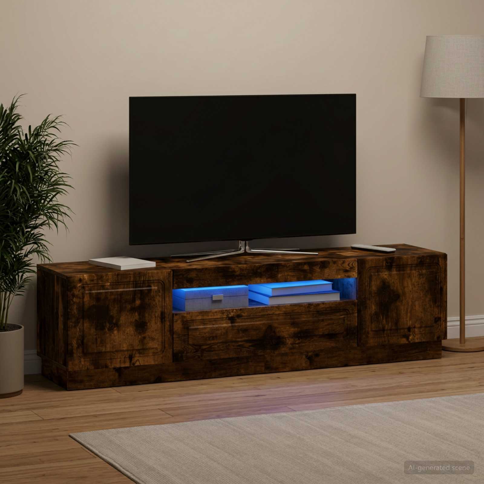 LED televizoriaus spintelė Dūminio ąžuolo Apdirbta mediena