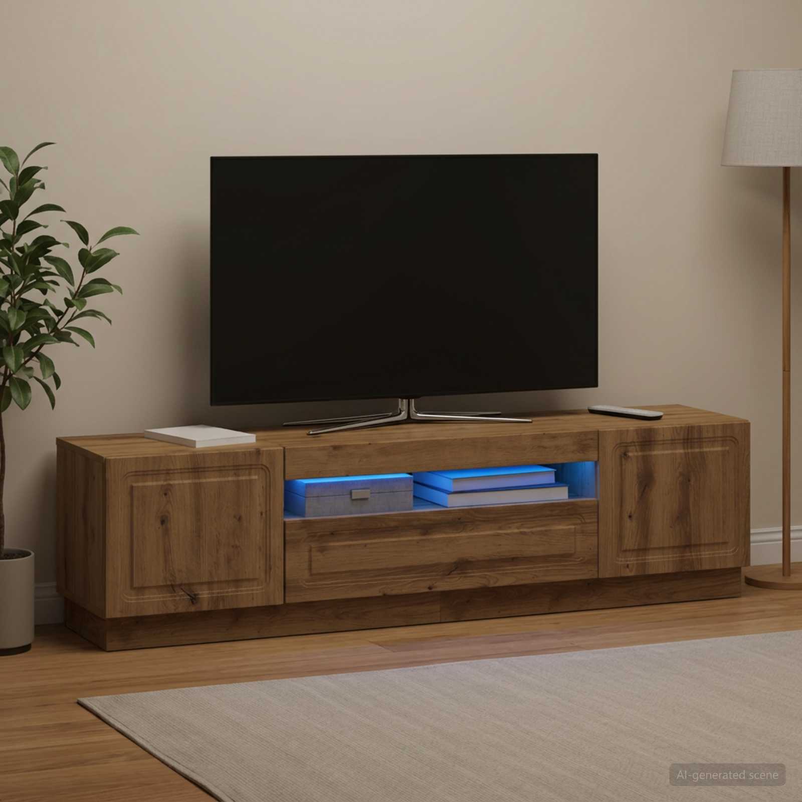 LED televizoriaus spintelė Artisano ąžuolo Apdirbta mediena