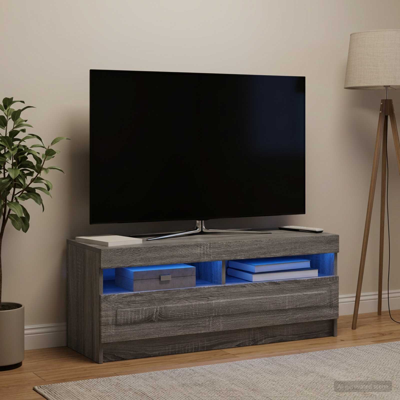 LED televizoriaus spintelė Pilka Sonoma Apdirbta mediena