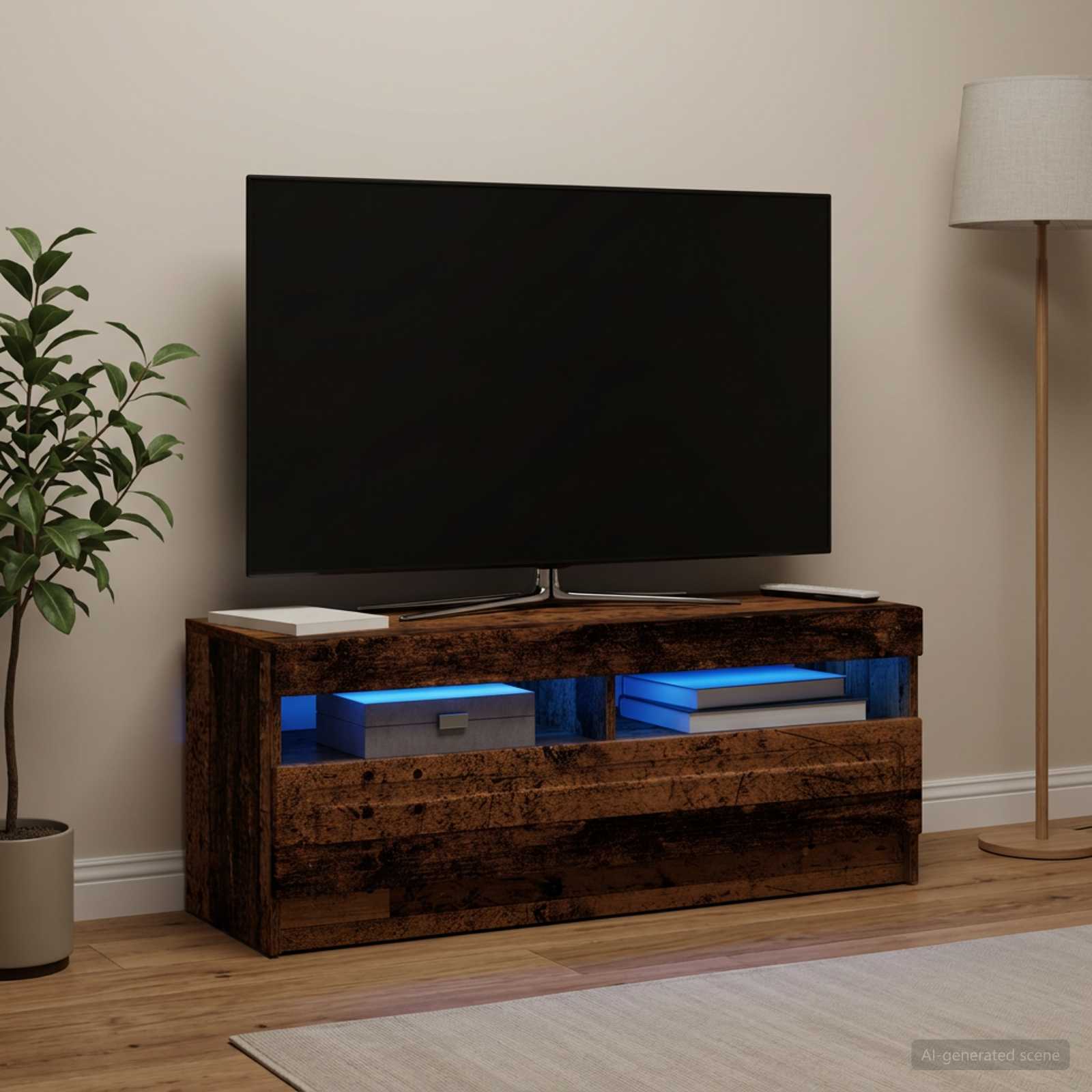 LED televizoriaus spintelė Sendintos medienos Apdirbta mediena