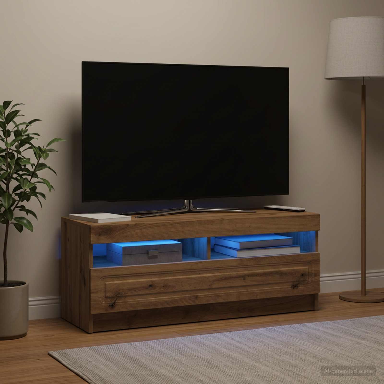 LED televizoriaus spintelė Artisano ąžuolo Apdirbta mediena
