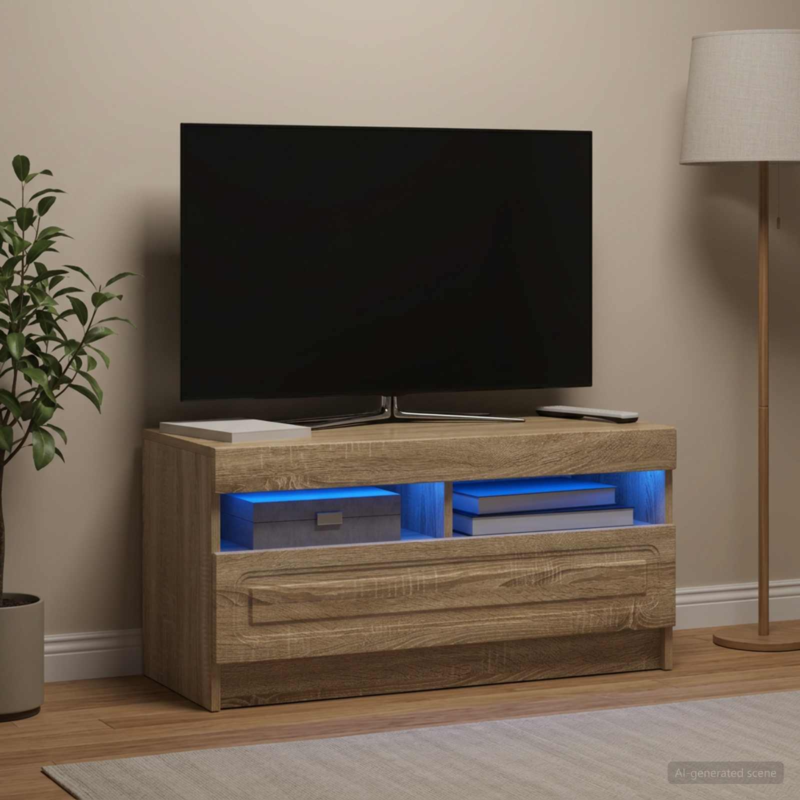 LED televizoriaus spintelė Sonoma ąžuolas Apdirbta mediena