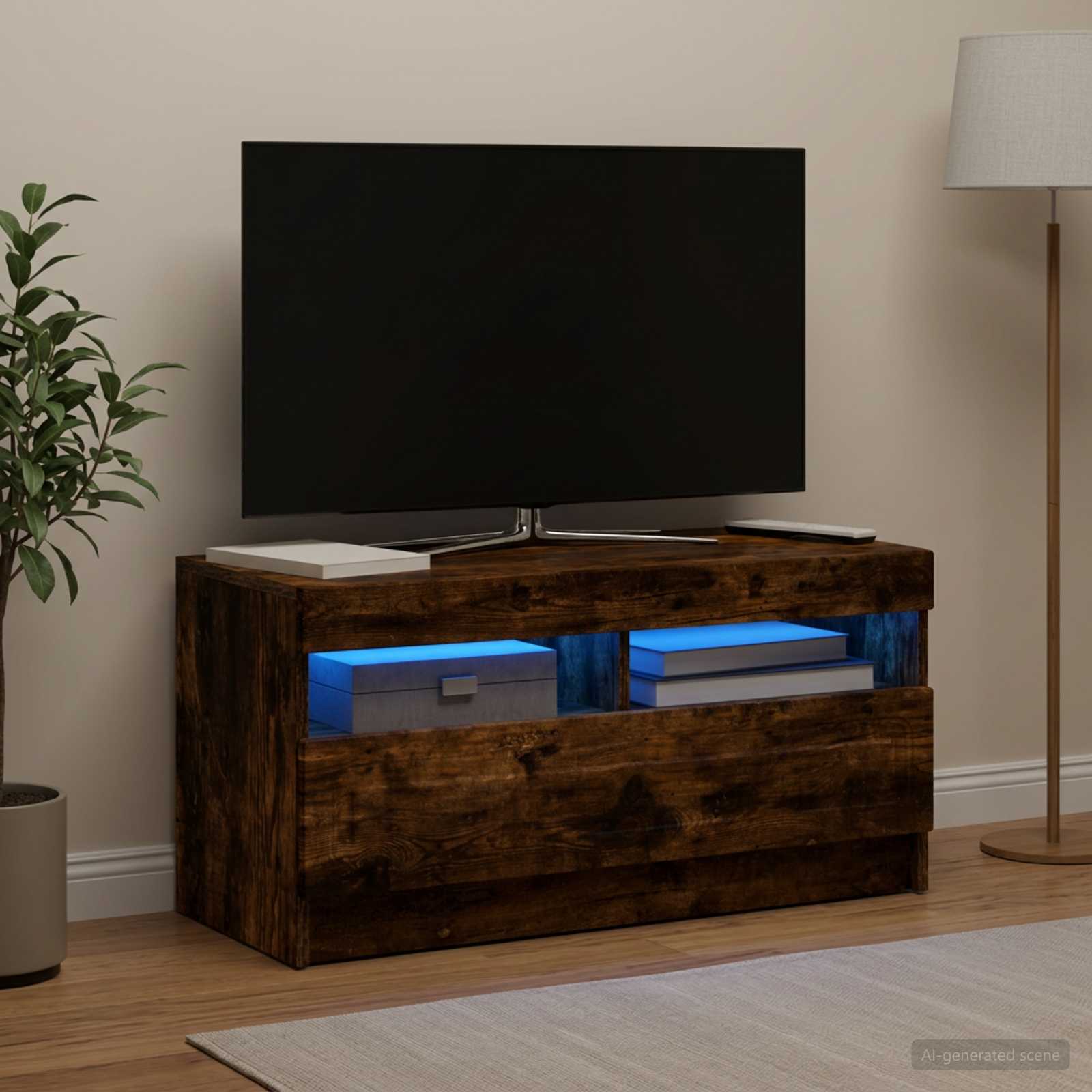 LED televizoriaus spintelė Dūminio ąžuolo Apdirbta mediena