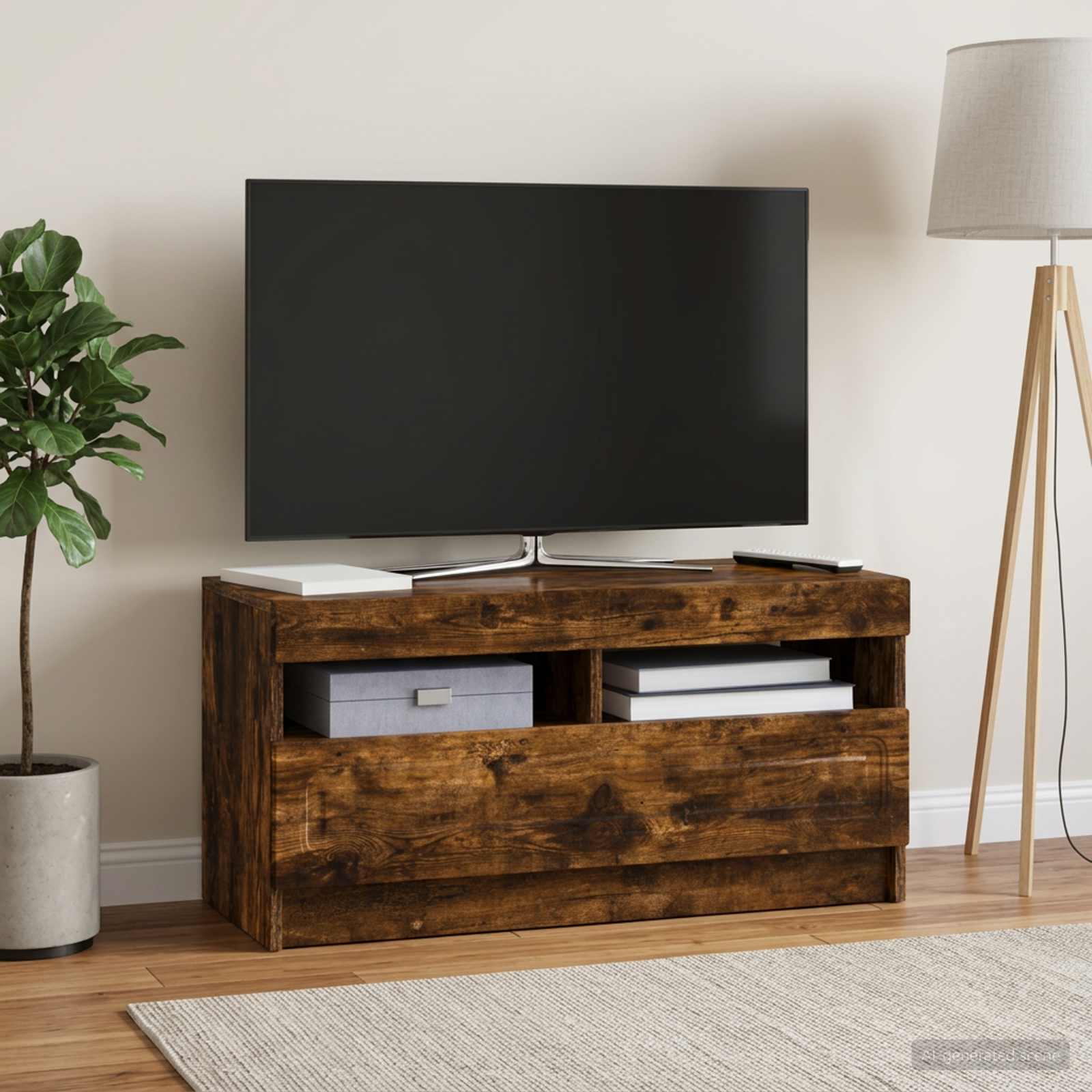 LED televizoriaus spintelė Dūminio ąžuolo Apdirbta mediena