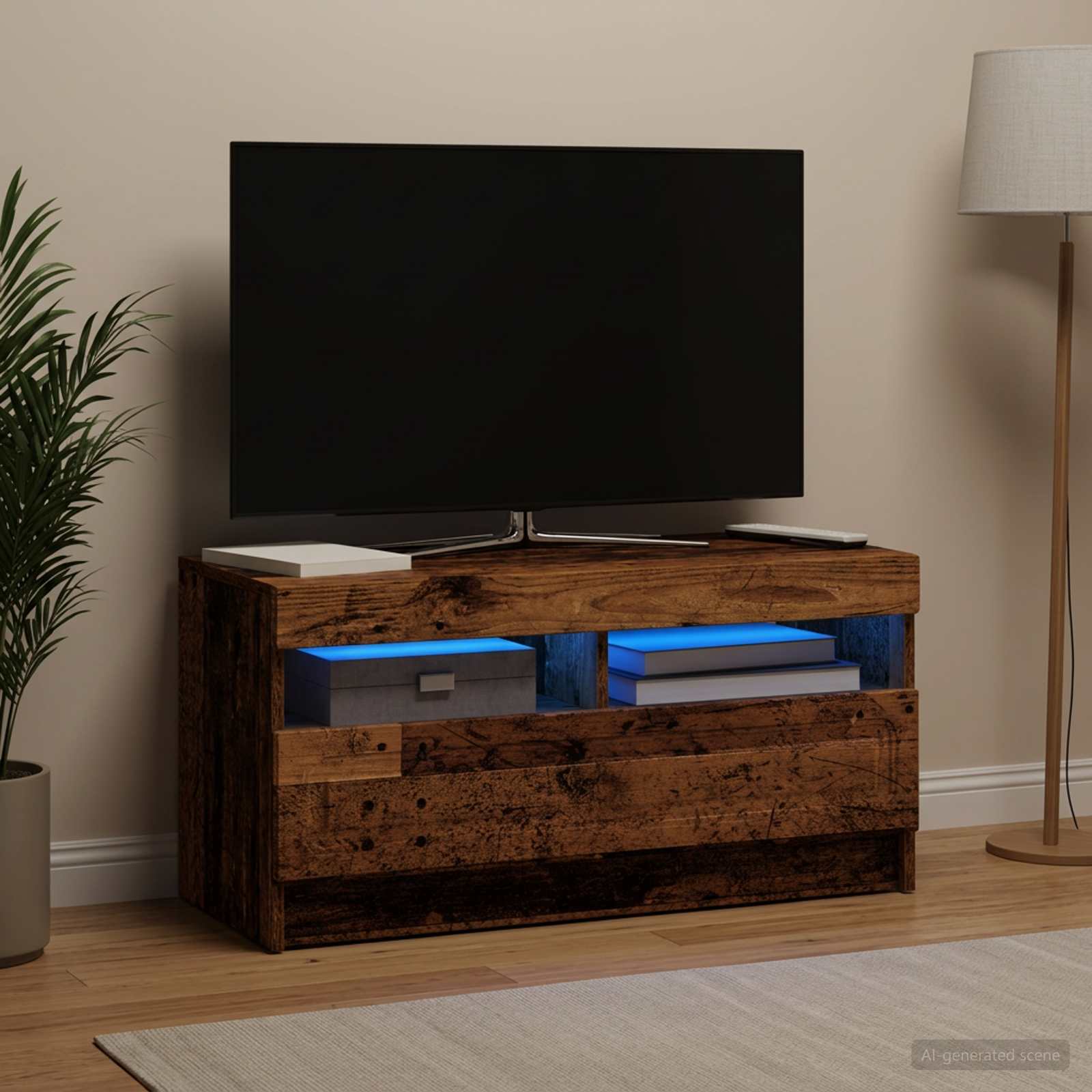 LED televizoriaus spintelė Sendintos medienos Apdirbta mediena