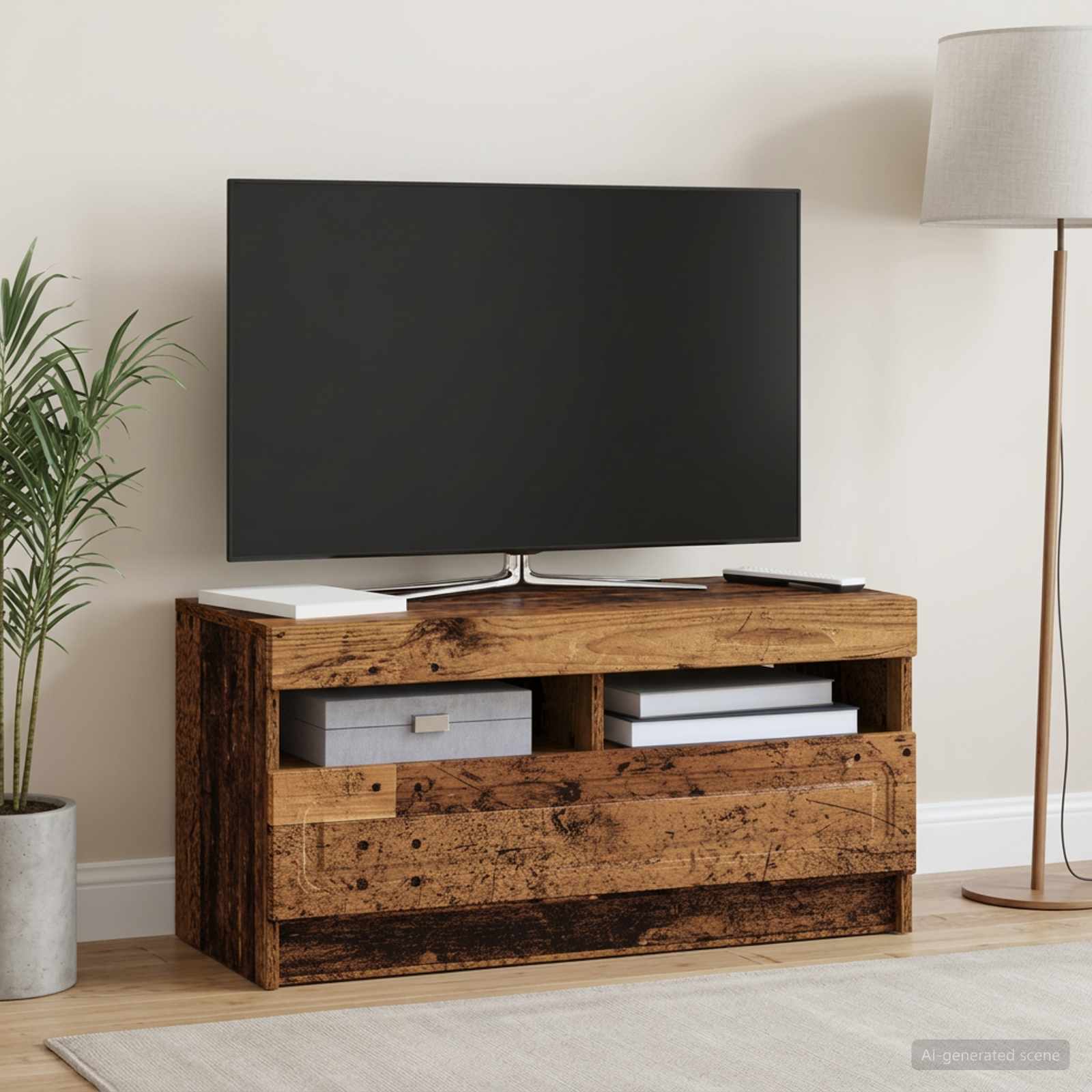 LED televizoriaus spintelė Sendintos medienos Apdirbta mediena