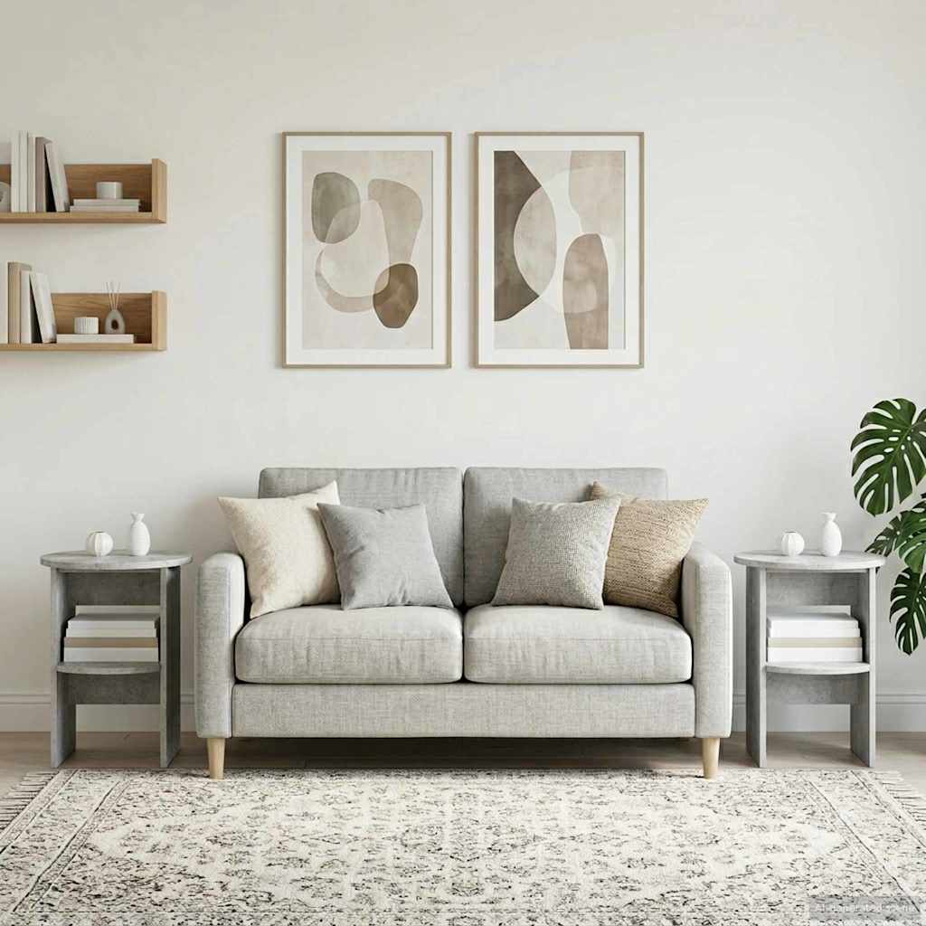 Šoninė spintelė 2 pcs Betono Pilka Ø40 x 50 cm Dirbtinė mediena