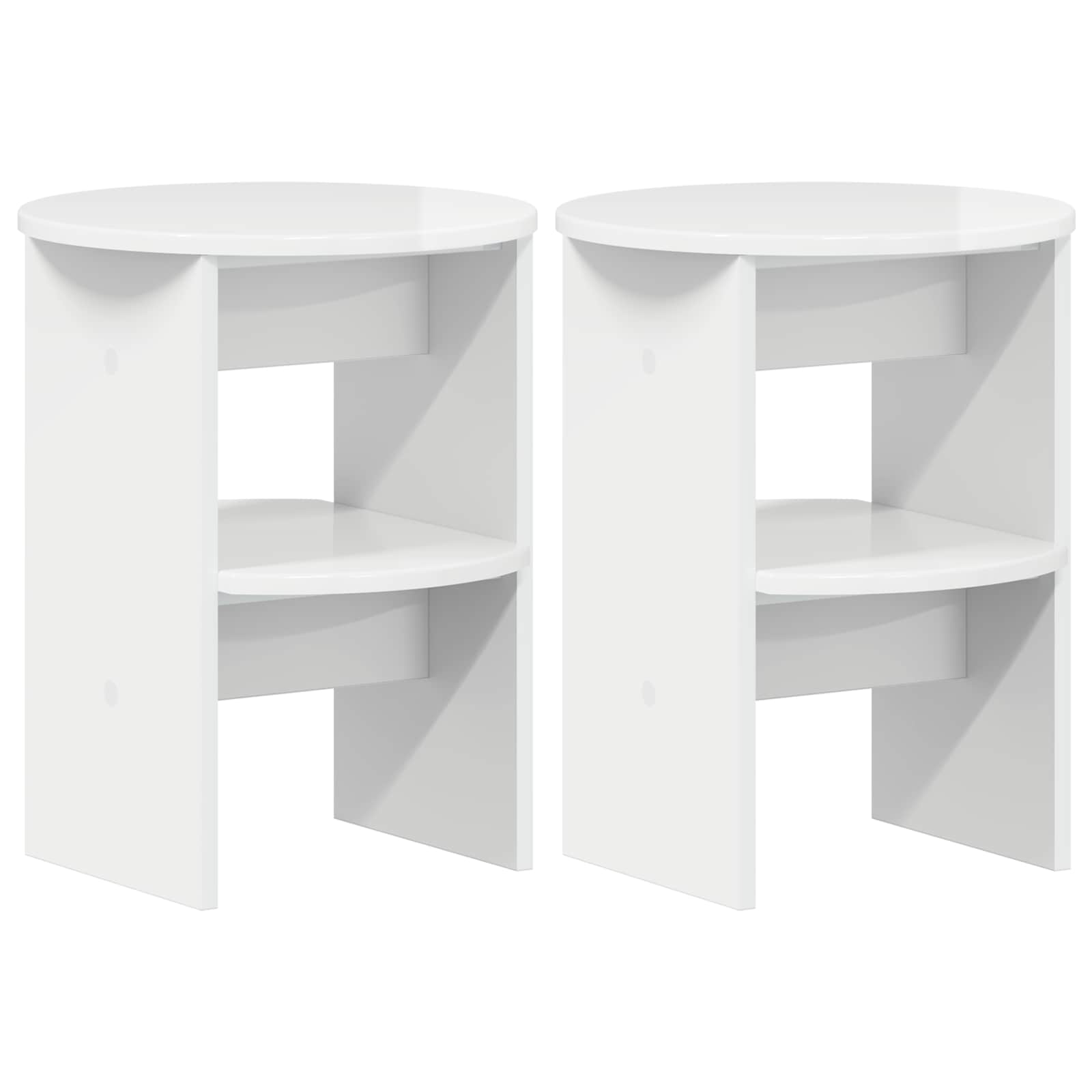 Šoninė spintelė 2 pcs Aukšto Blizgesio Baltas Ø40 x 50 cm