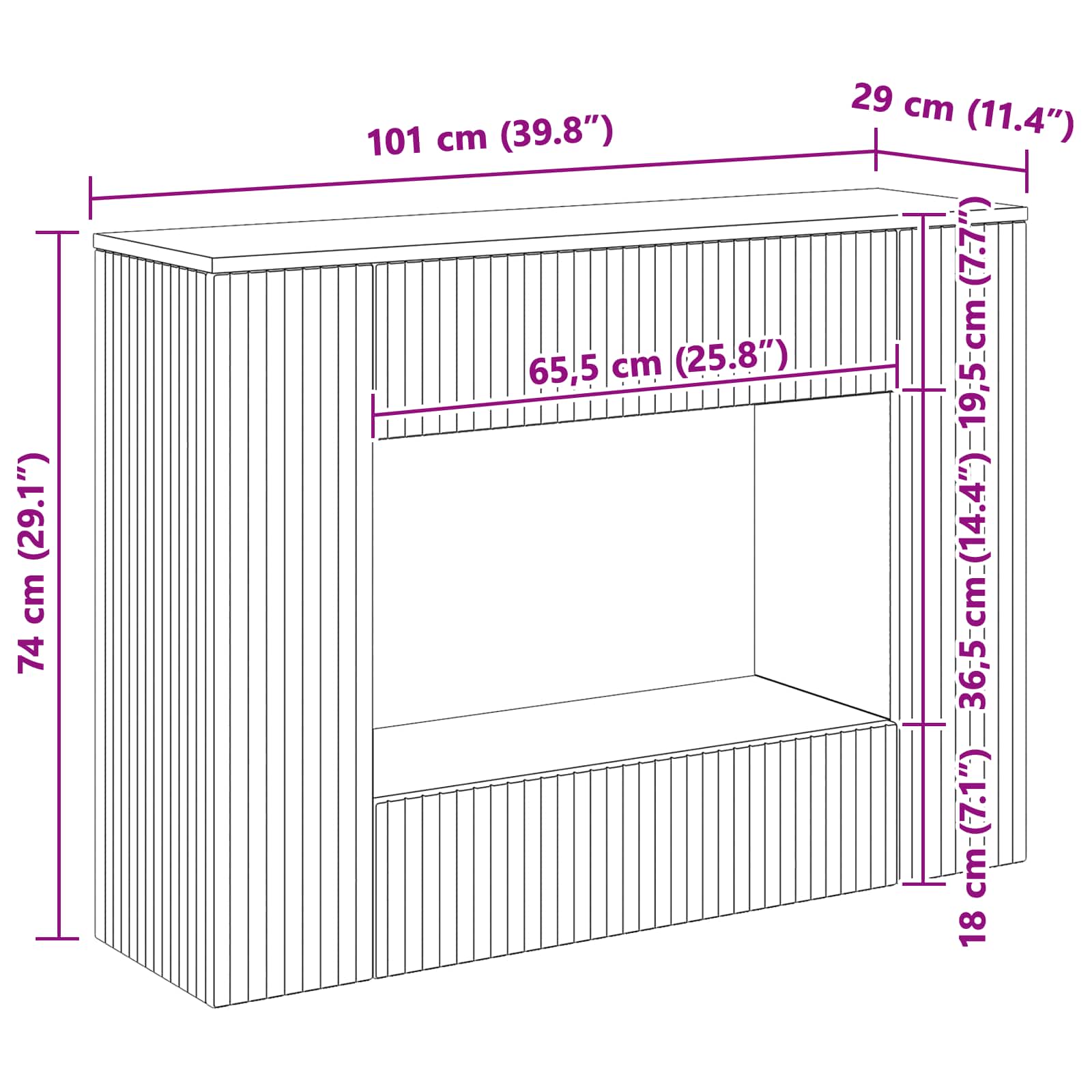 Konsolinis stalas Dryžuotas Pilka Sonoma 101 x 29 x 74 cm