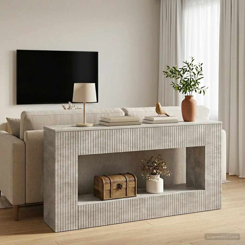 Konsoles galds Svītrains Betona pelēks 155 x 29 x 74 cm
