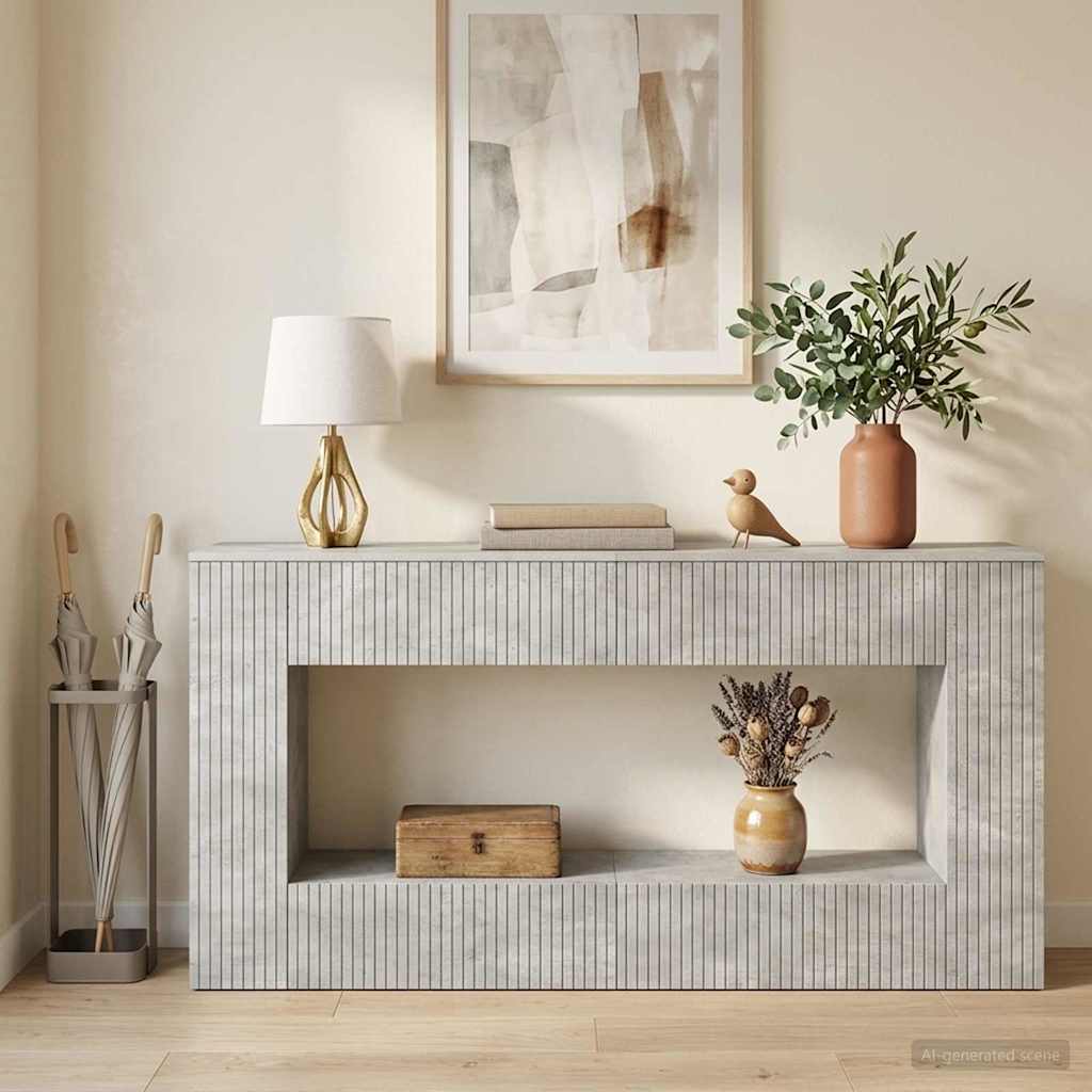 Konsolinis stalas Dryžuotas Betono Pilka 155 x 29 x 74 cm