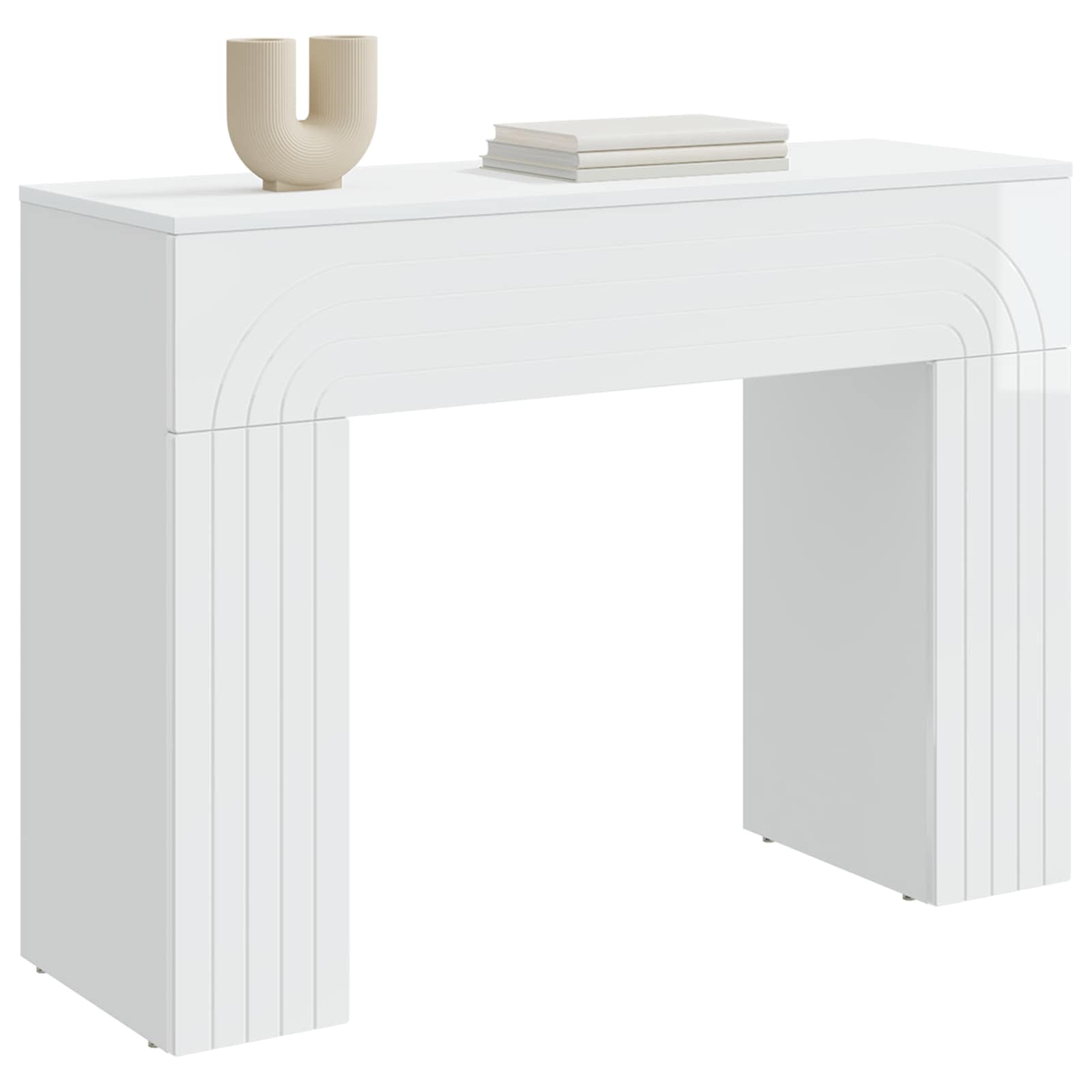 Kavos staliukas Itin blizgi balta 102 x 35 x 75 cm