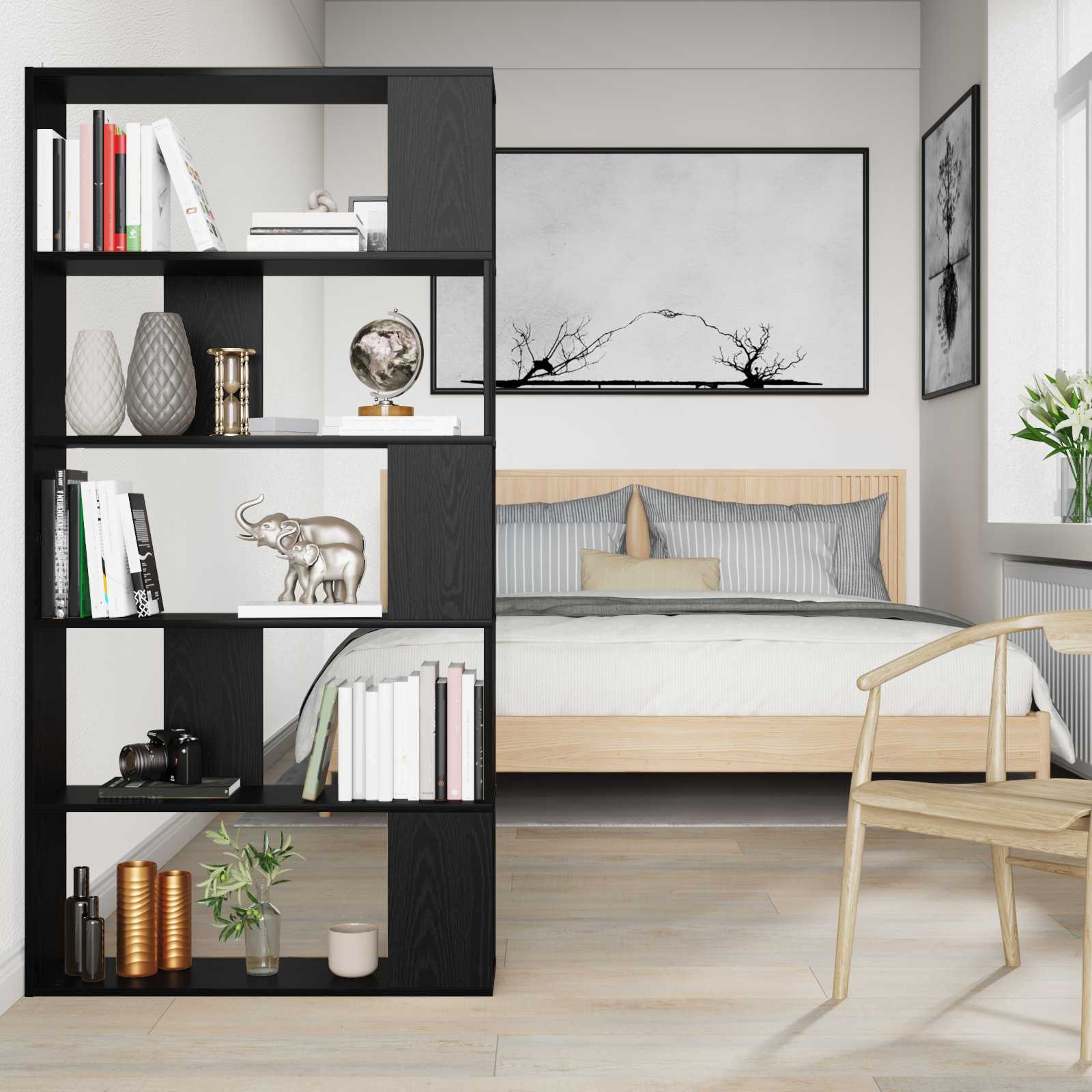 Grāmatu plaukts Melns ozols 80 x 24 x 159 cm Inženierijas koksne