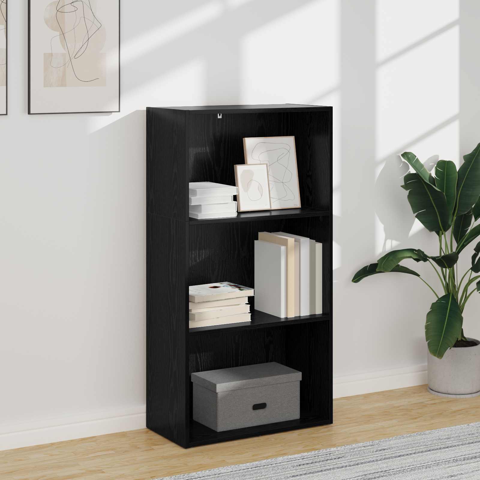 Bookcase Black Oak 60 x 30 x 76.5 cm Engineered Wood