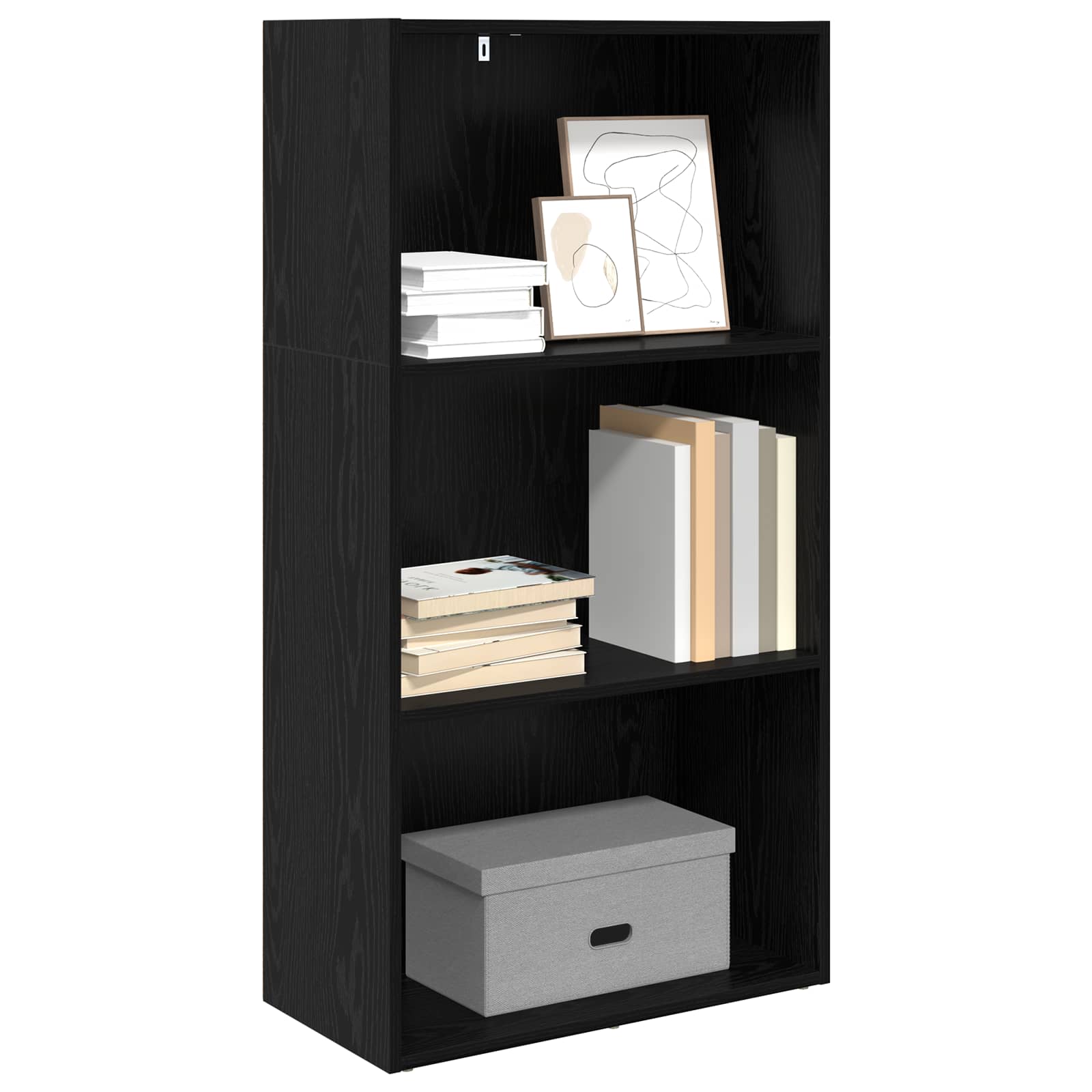 Bookcase Black Oak 60 x 30 x 76.5 cm Engineered Wood