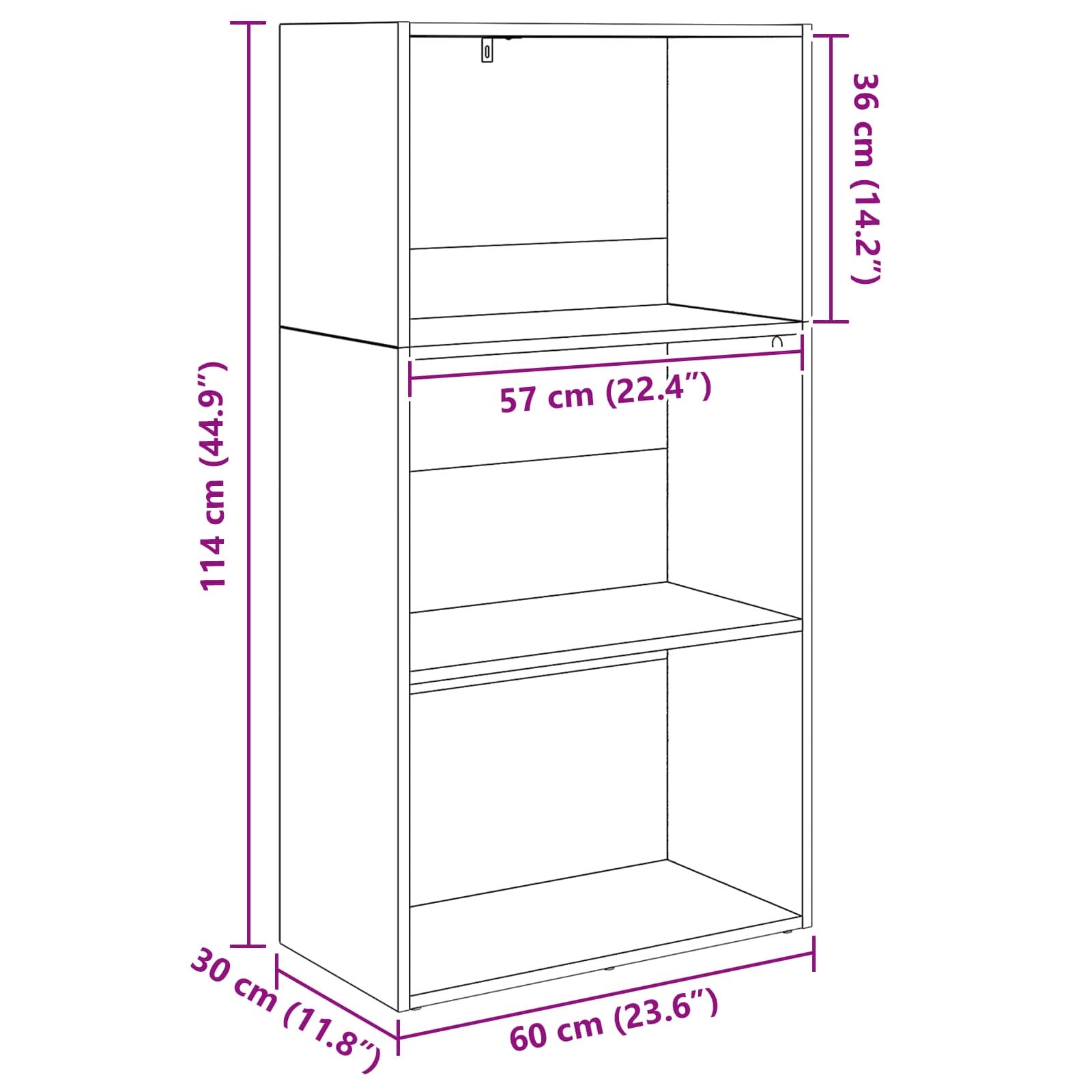 Bookcase Black Oak 60 x 30 x 76.5 cm Engineered Wood