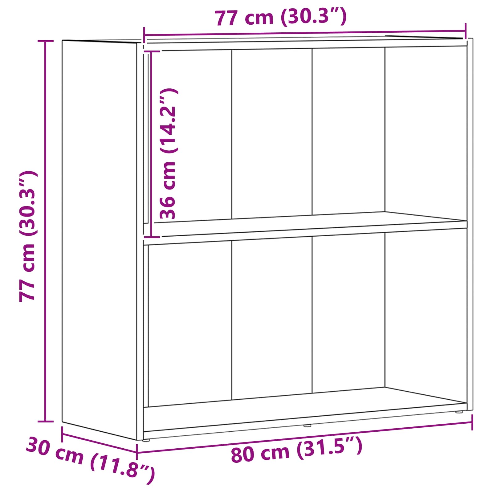 Grāmatu plaukts Melnā ozola krāsā 60 x 30 x 76.5 cm Konstruētā koksne