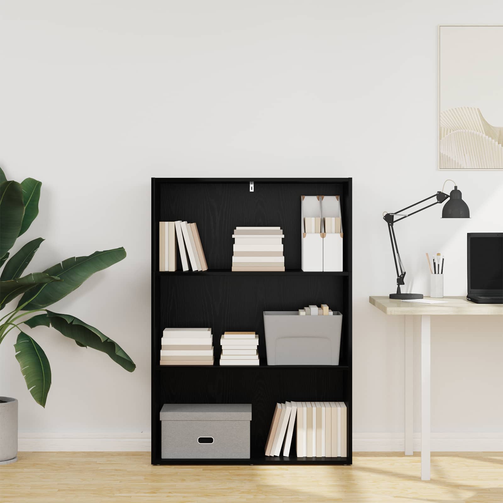Bookcase Black Oak 60 x 30 x 76.5 cm Engineered Wood