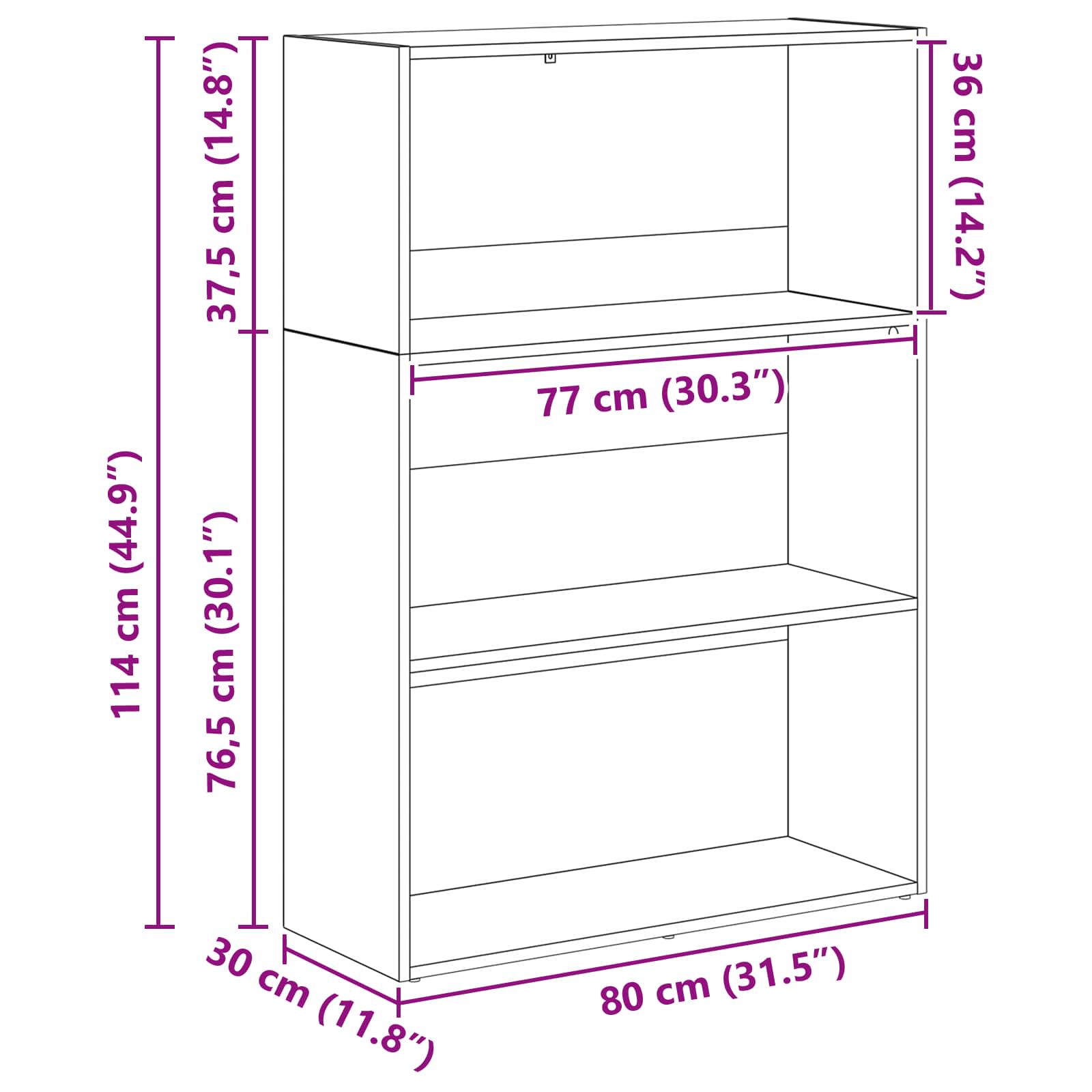 Bookcase Black Oak 60 x 30 x 76.5 cm Engineered Wood