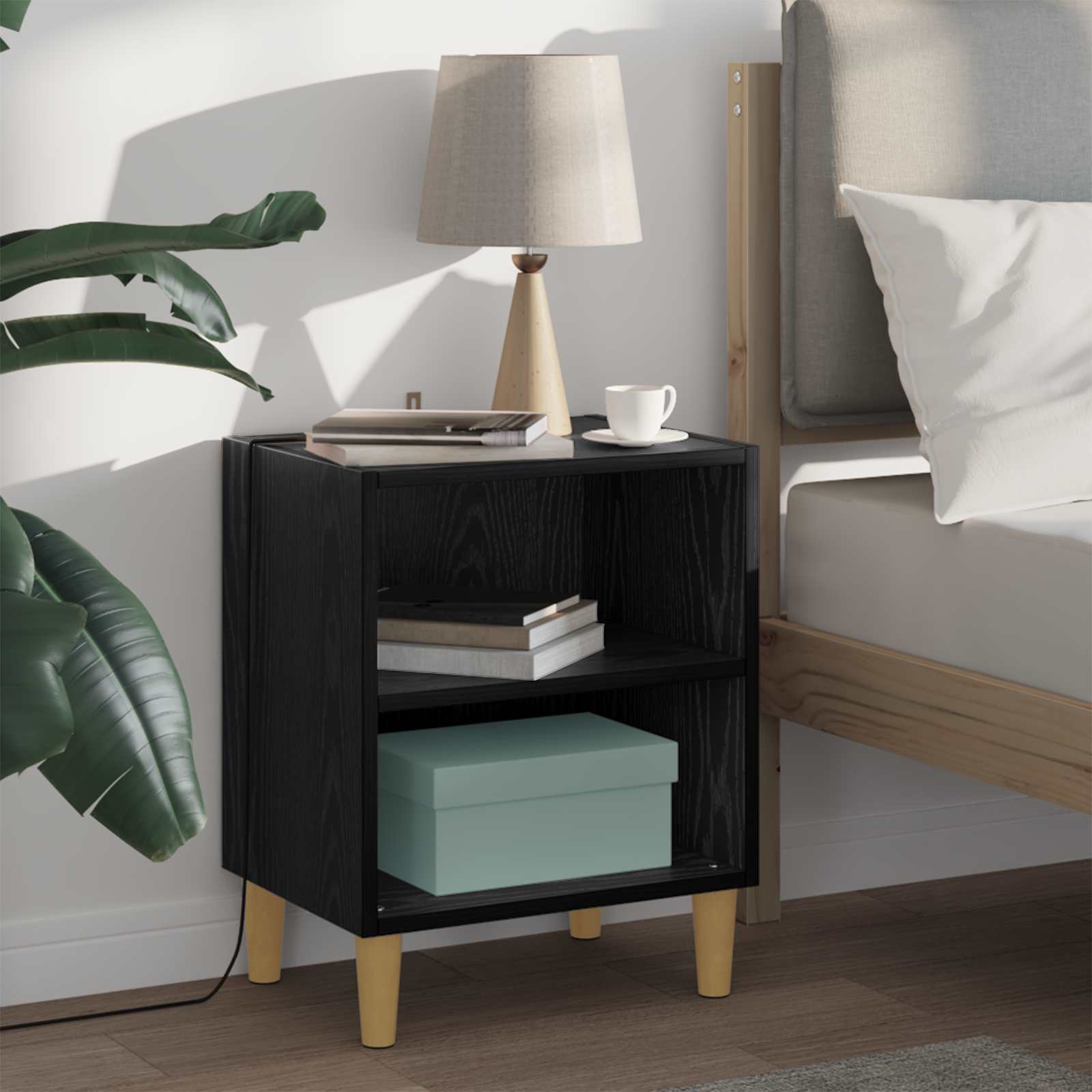 Bedside cabinet 2 pcs Black oak 40 x 30 x 50 cm