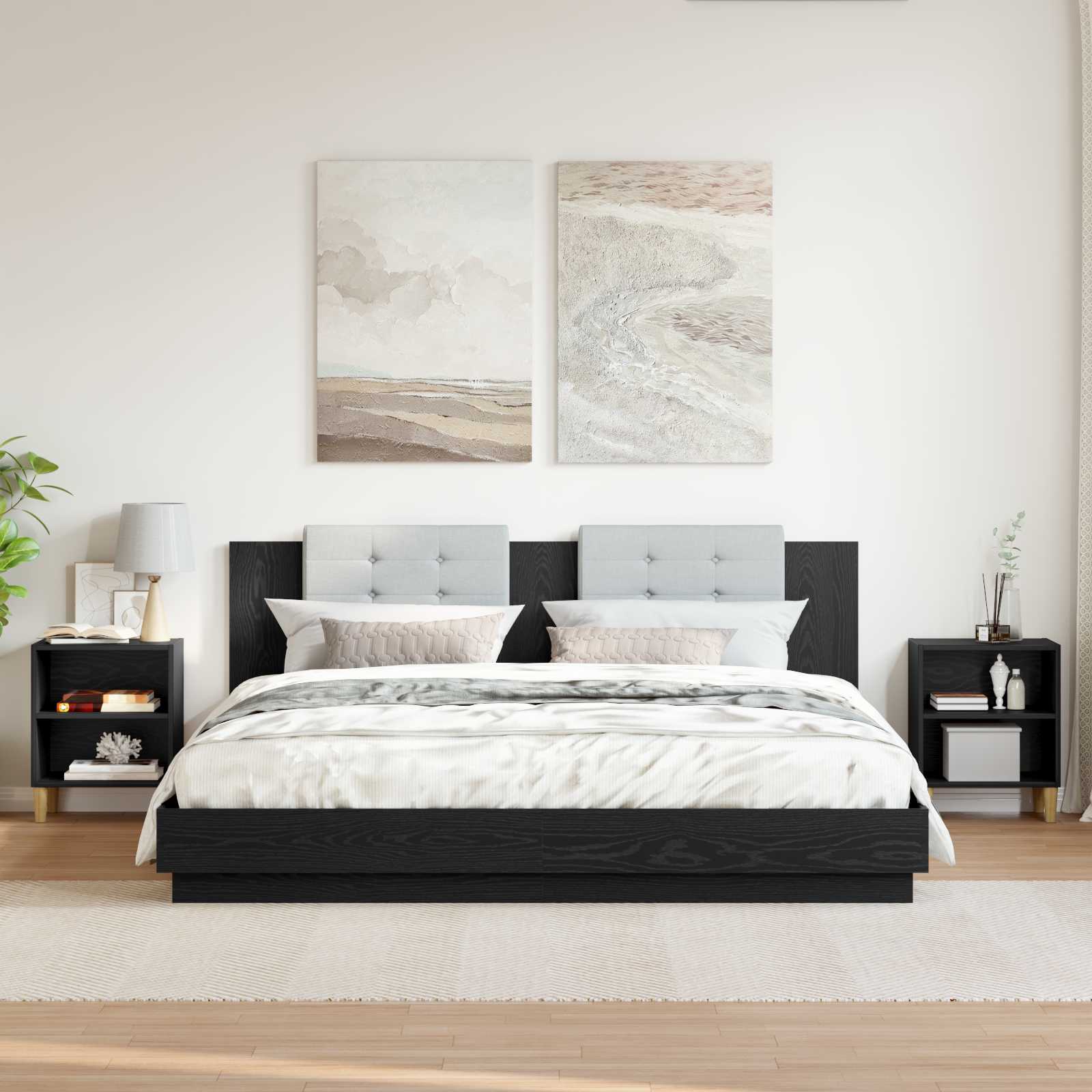 Bedside cabinet 2 pcs Black oak 40 x 30 x 50 cm