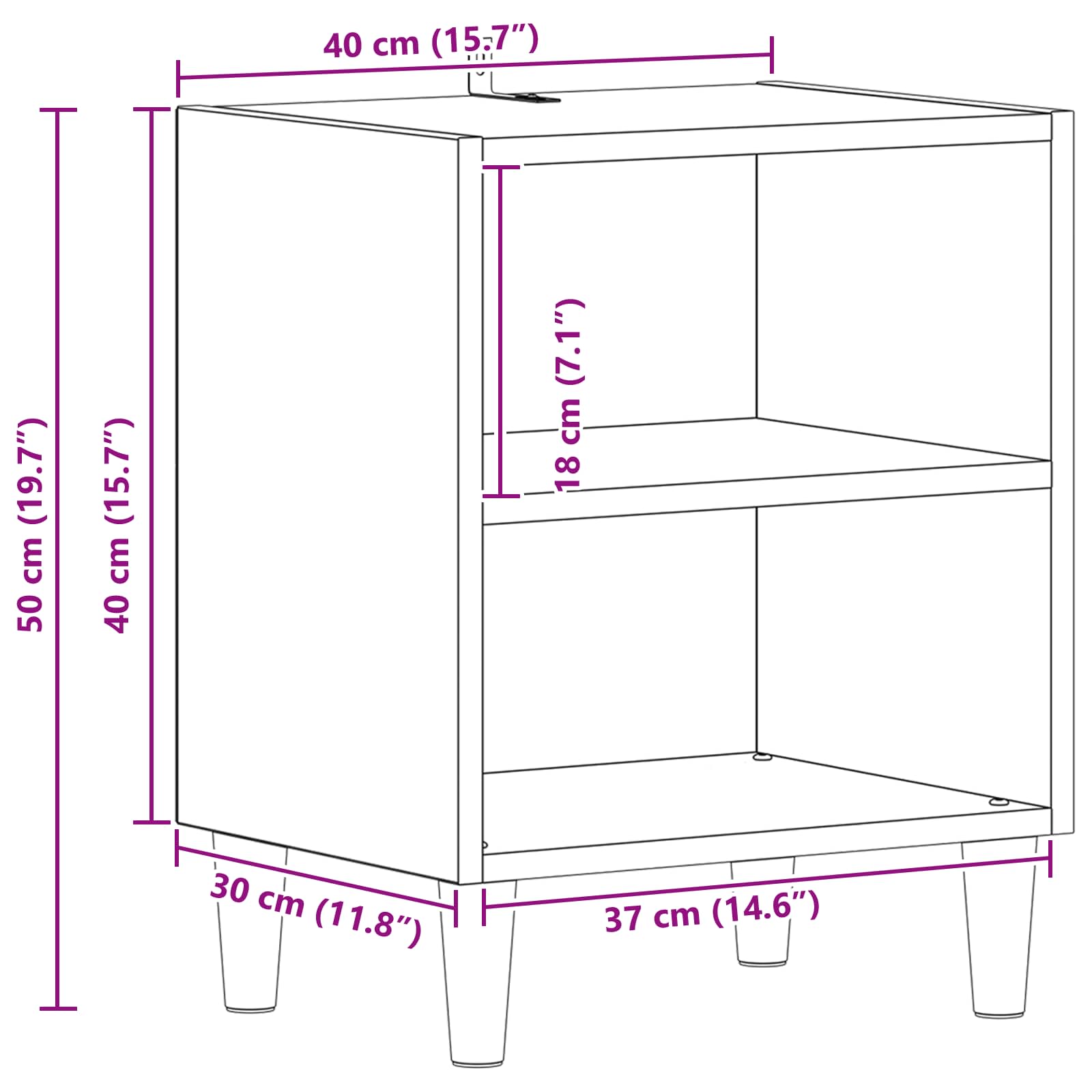 Bedside cabinet 2 pcs Black oak 40 x 30 x 50 cm