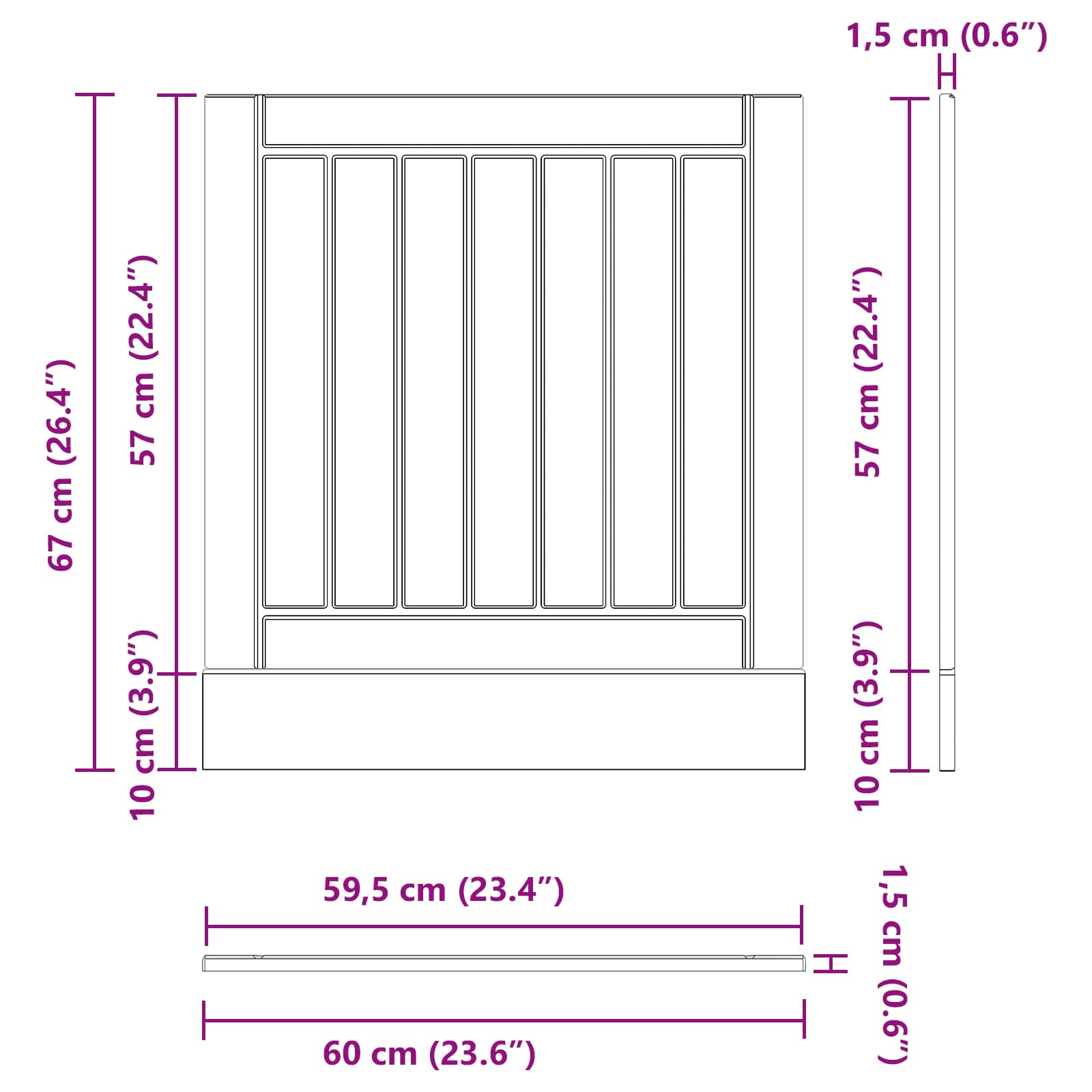 Kitchen cabinet Black oak 60 x 1.5 x 67 cm