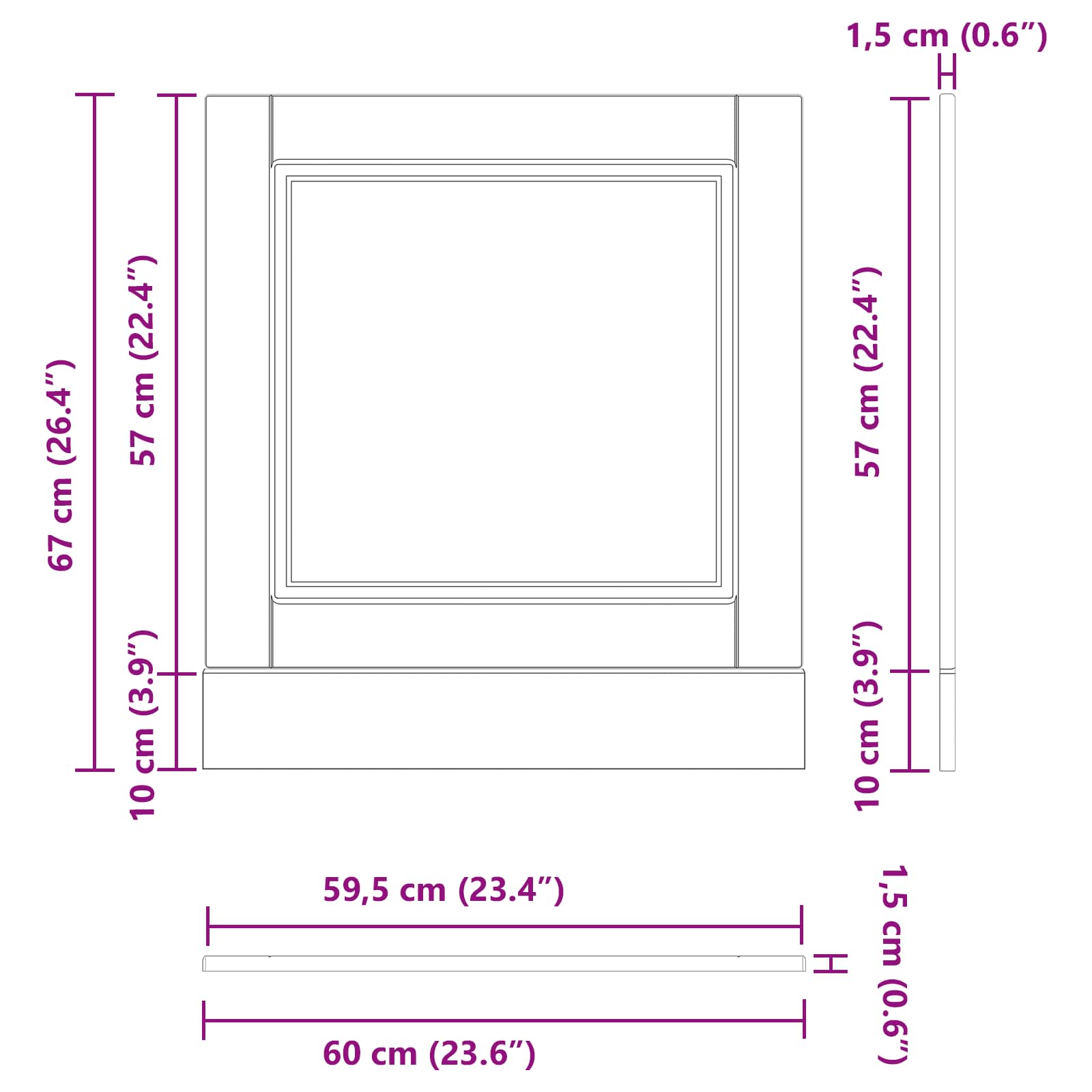 Kitchen cabinet Black oak 60 x 1.5 x 67 cm