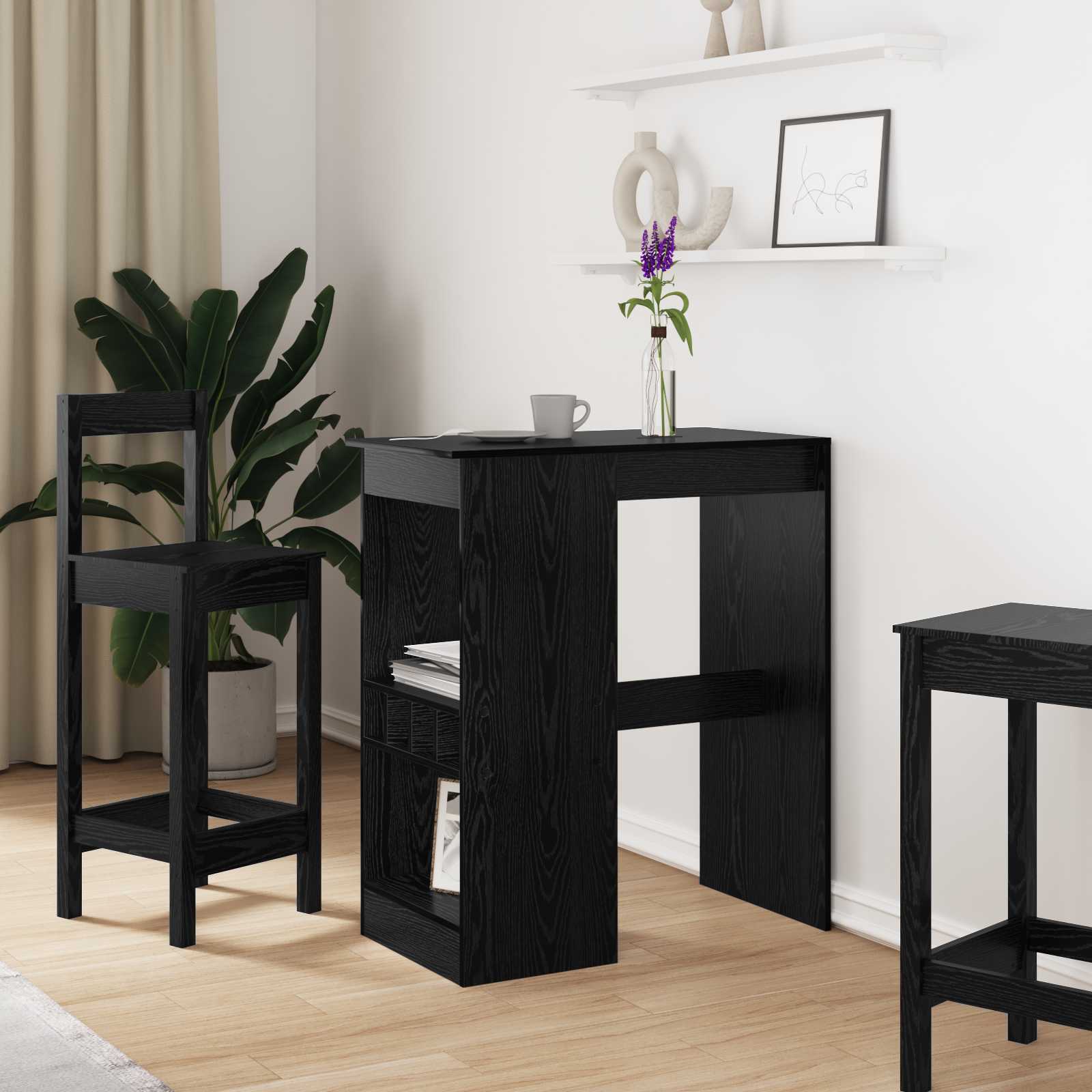 Bar Table with Shelf Black Oak 90 x 47.5 x 103.5 cm