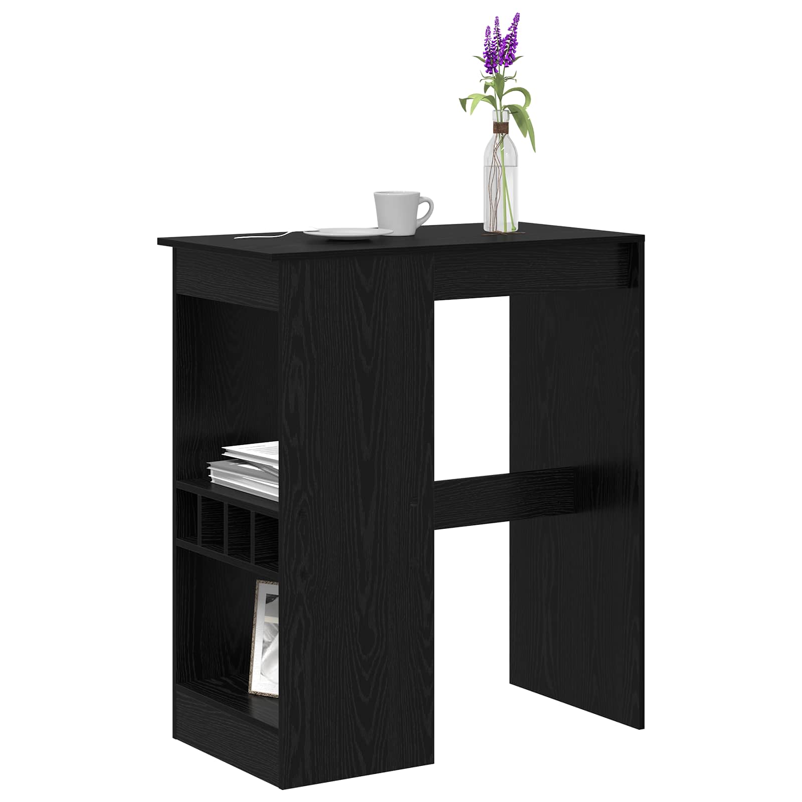 Bar Table with Shelf Black Oak 90 x 47.5 x 103.5 cm