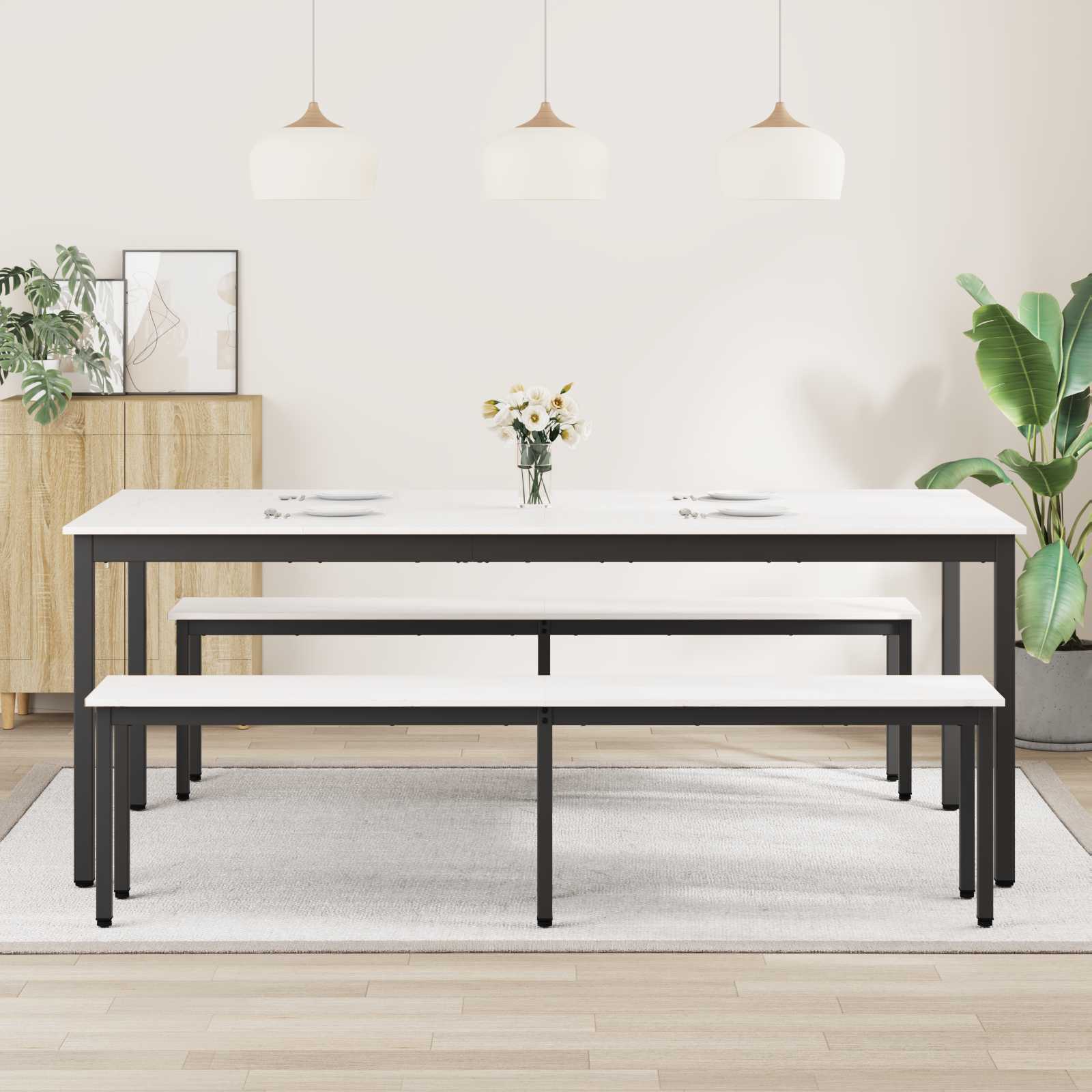 Valgomojo stalas Balta 200 x 100 x 75 cm Kietos pušies mediena