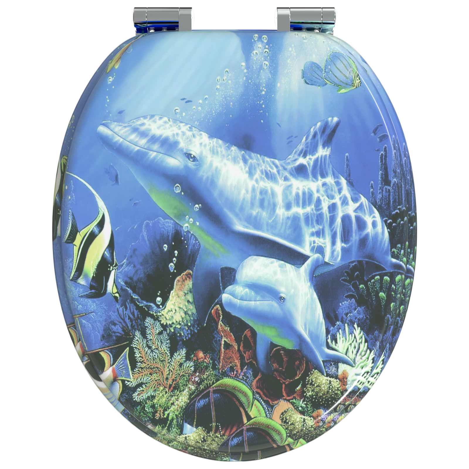 Minkštai užsidarantis tualeto dangtis 2 pcs Mėlyna 44 x 38 cm