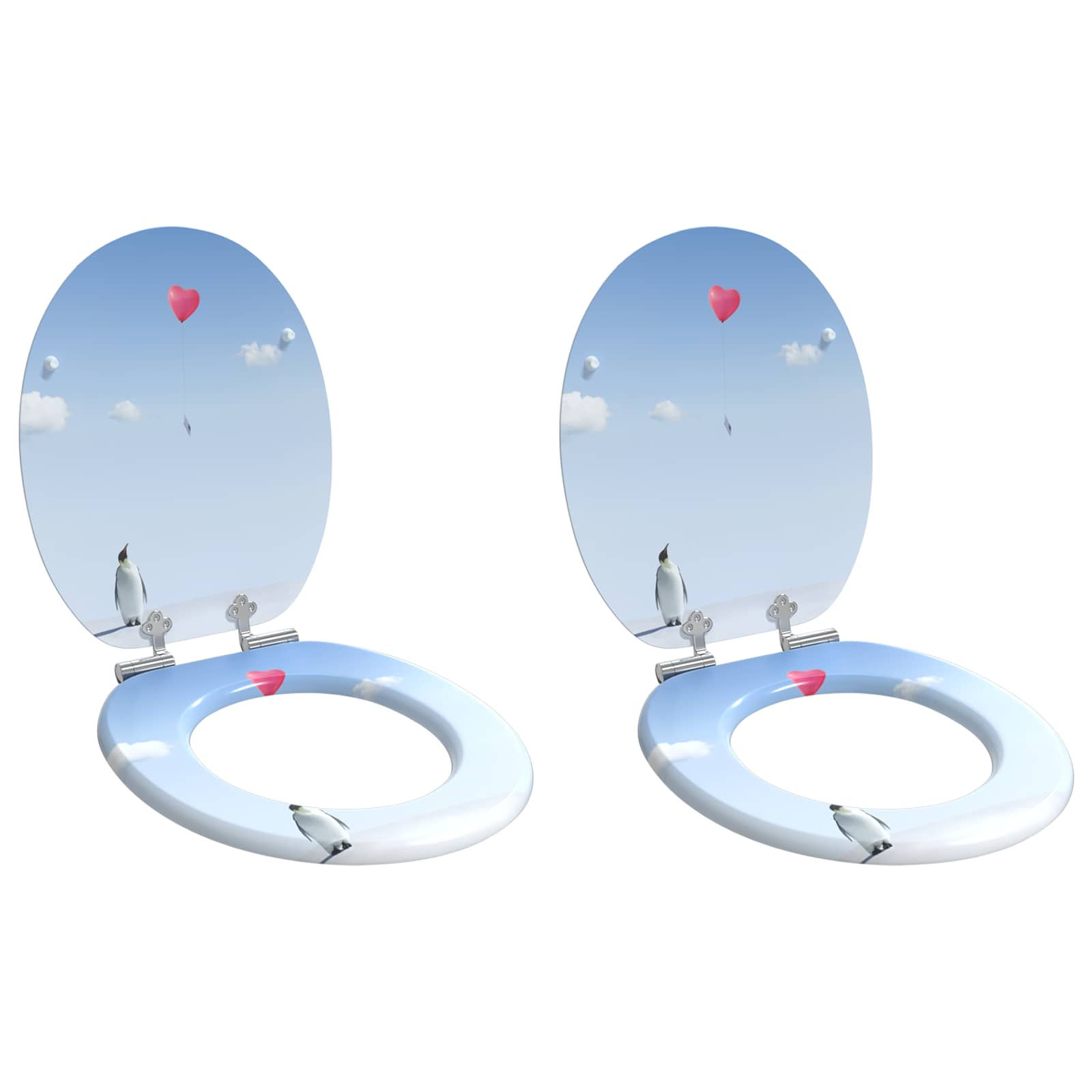 Minkštai užsidarantis tualeto dangtis 2 pcs Mėlyna 44 x 38 cm