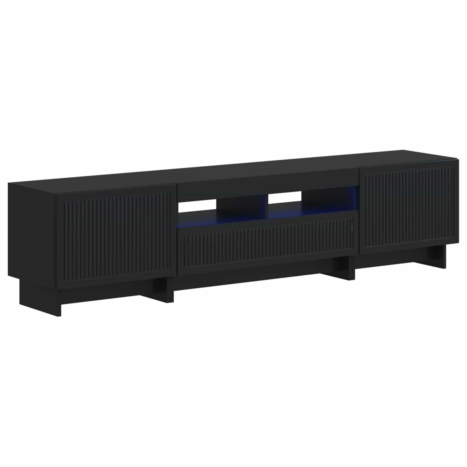 5 dalių LED televizoriaus stovas Juoda Apdirbta mediena