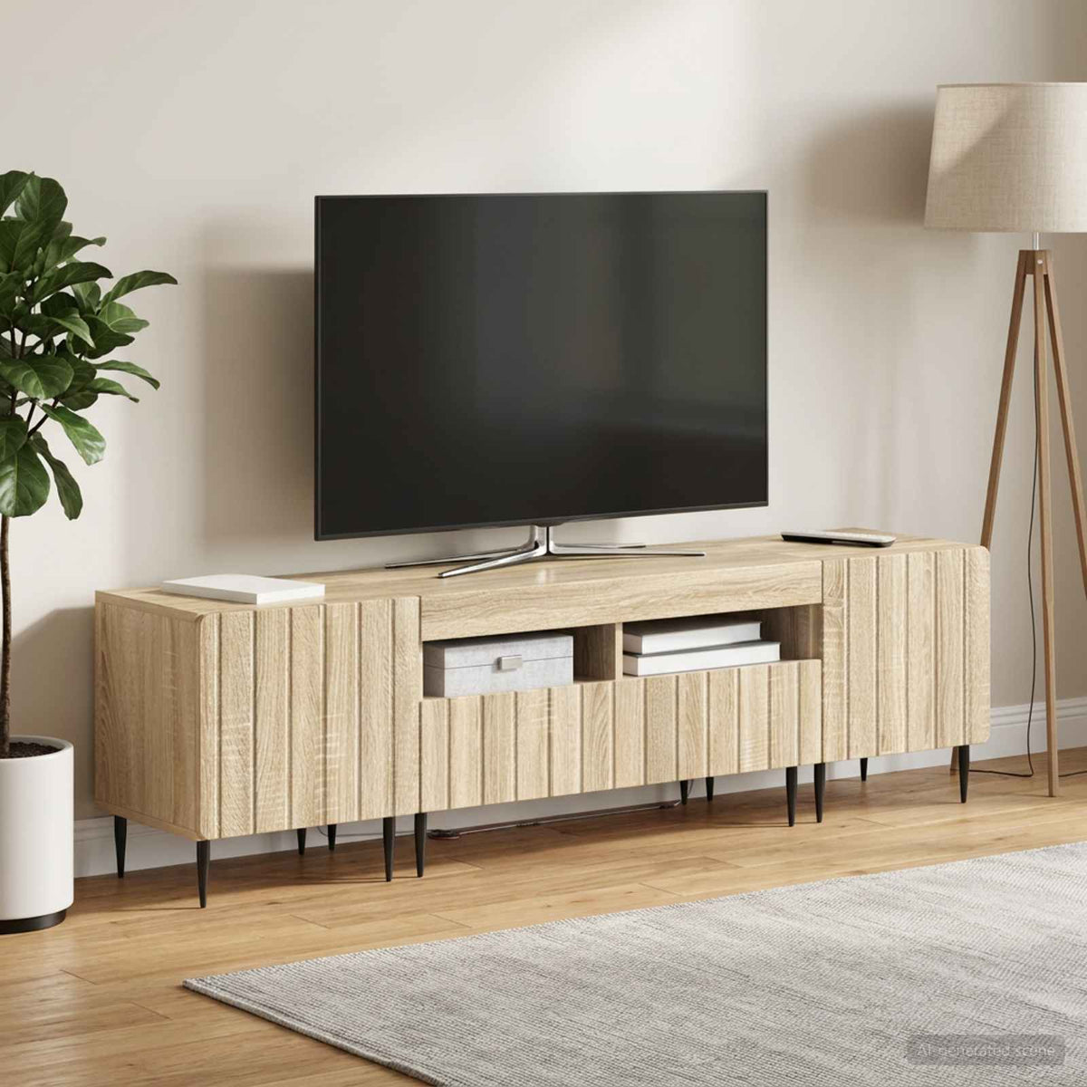 5 dalių LED televizoriaus stovas Sonoma ąžuolas